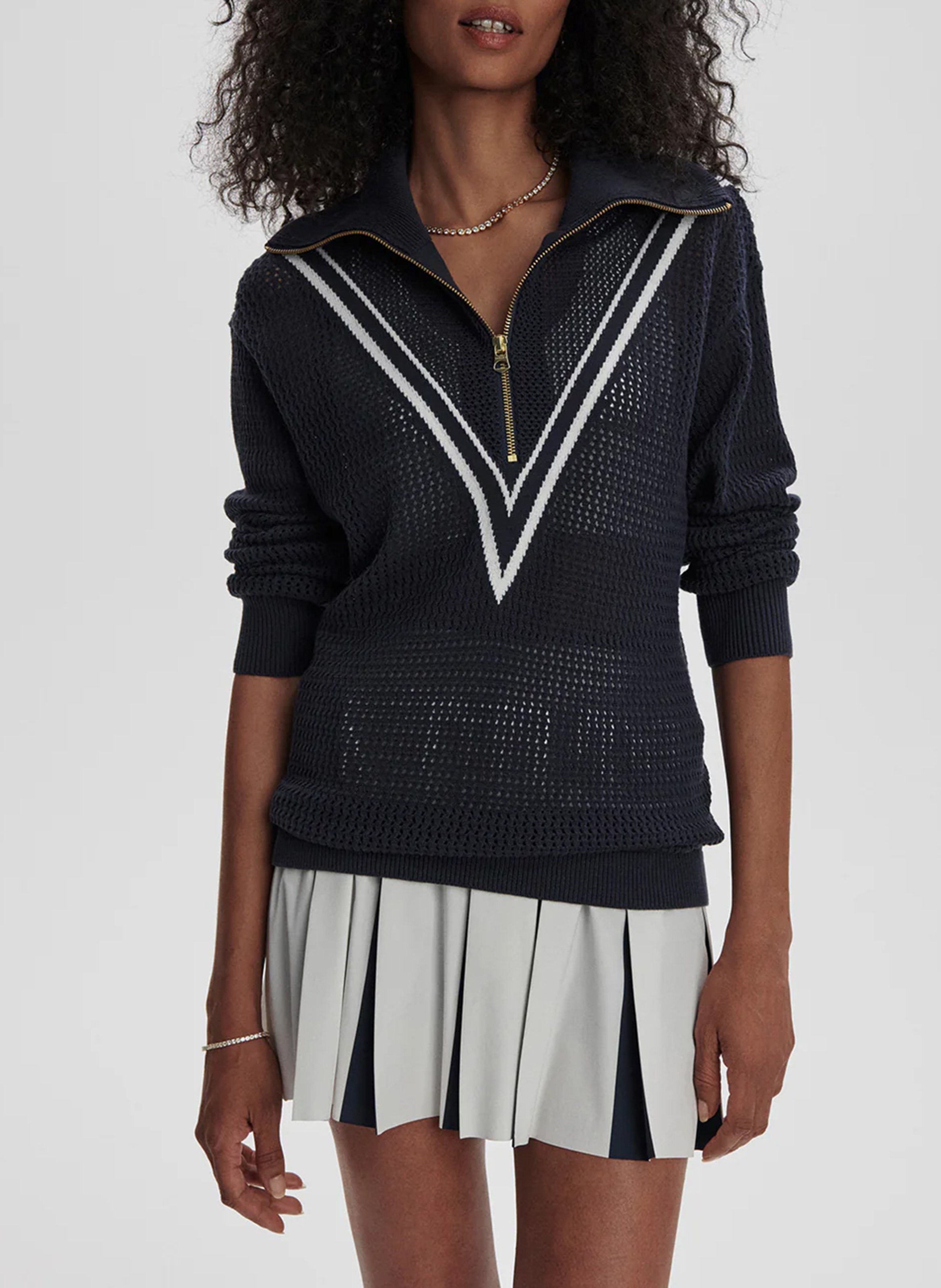 Strickpullover mit Stehkragen und Reißverschluss VARLEY Blau