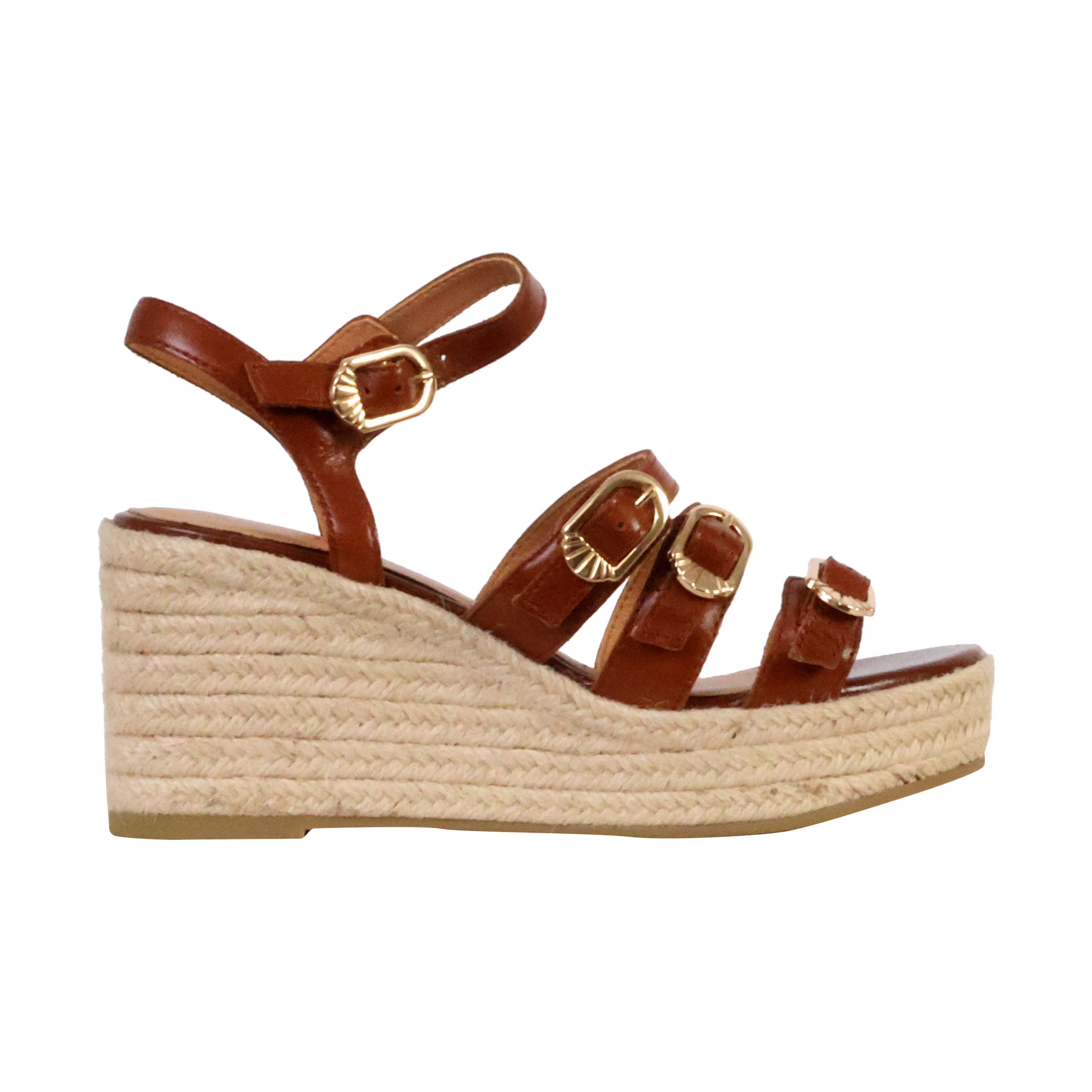 Leather wedge sandals Talia EMILIE KARSTON Brown