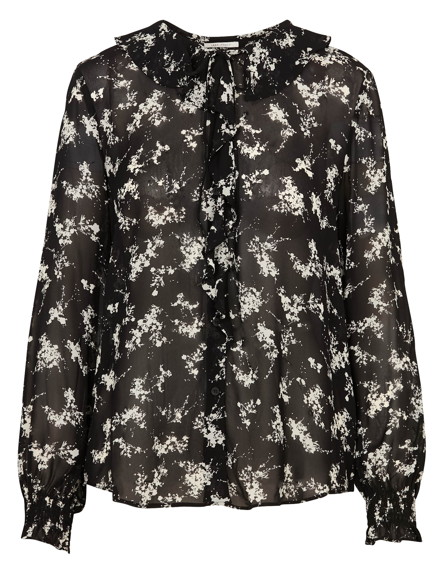 Flowy printed shirt with ruffles IKKS Black