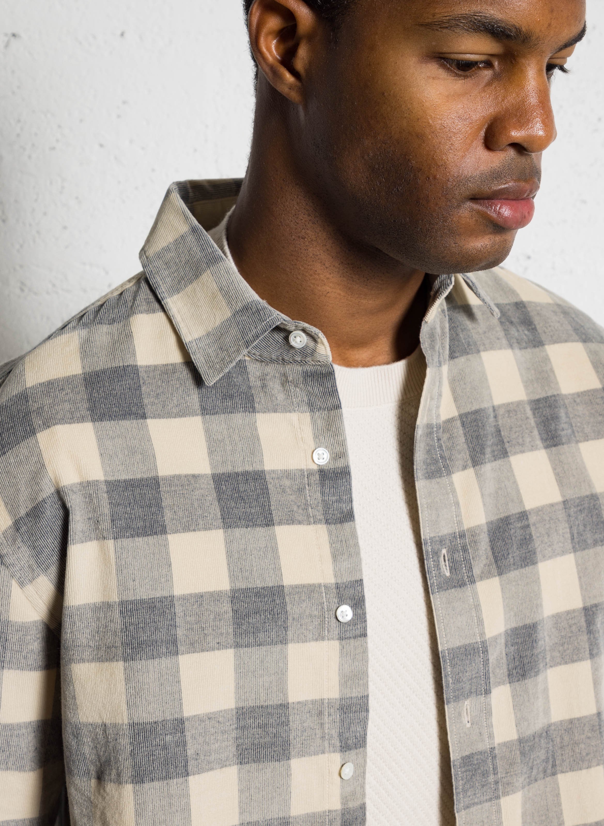 Gerade Velours-Bluse mit Karomuster IKKS Beige