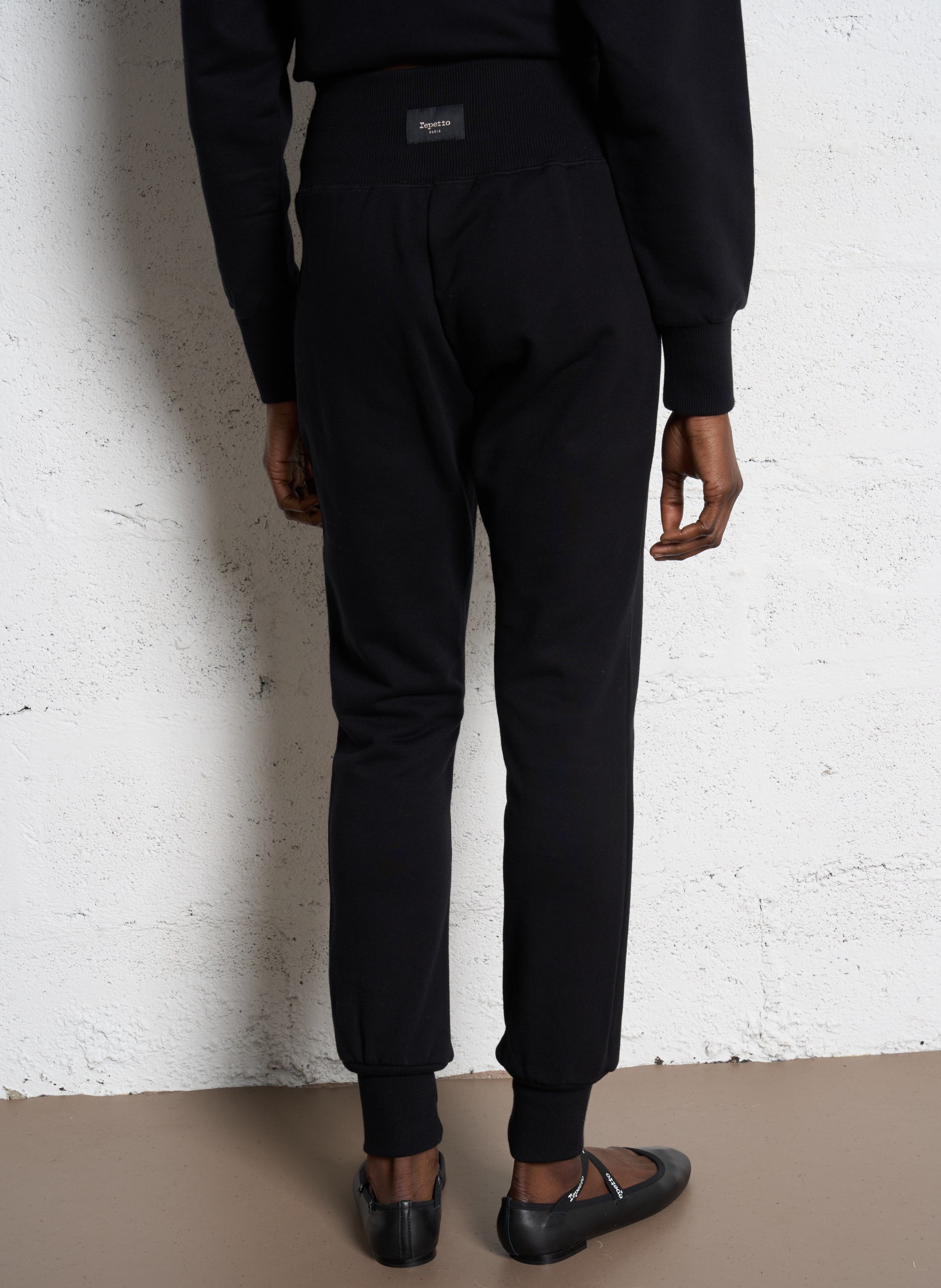 Slim-fit joggingbroek van sweatstof met hoge taille REPETTO Zwart