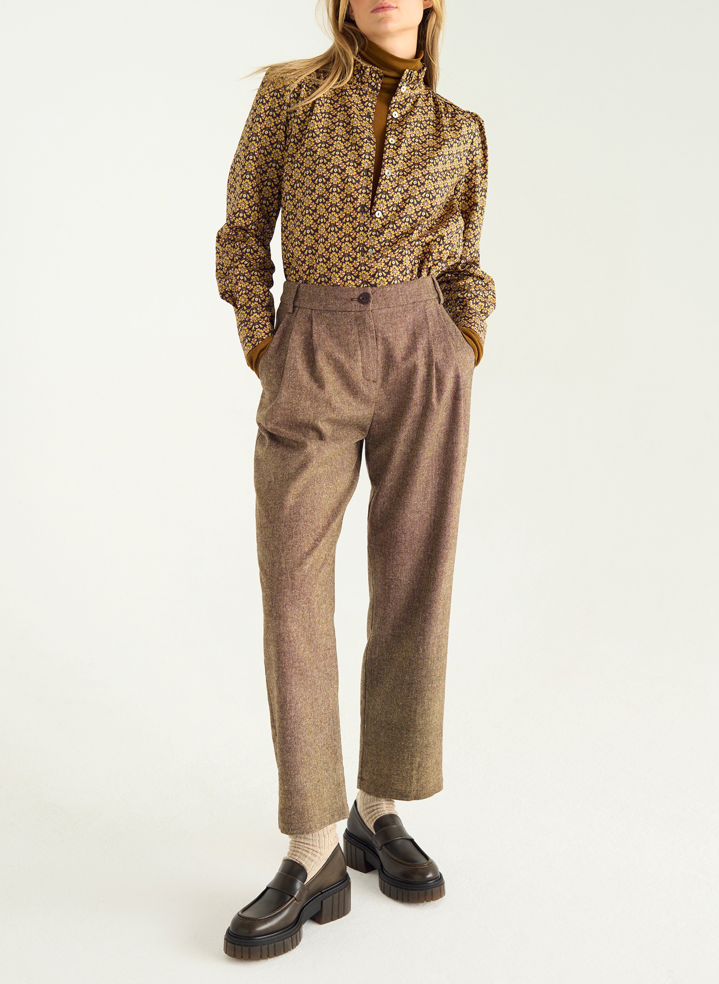 Chemise col montant imprimée COTELAC Jaune