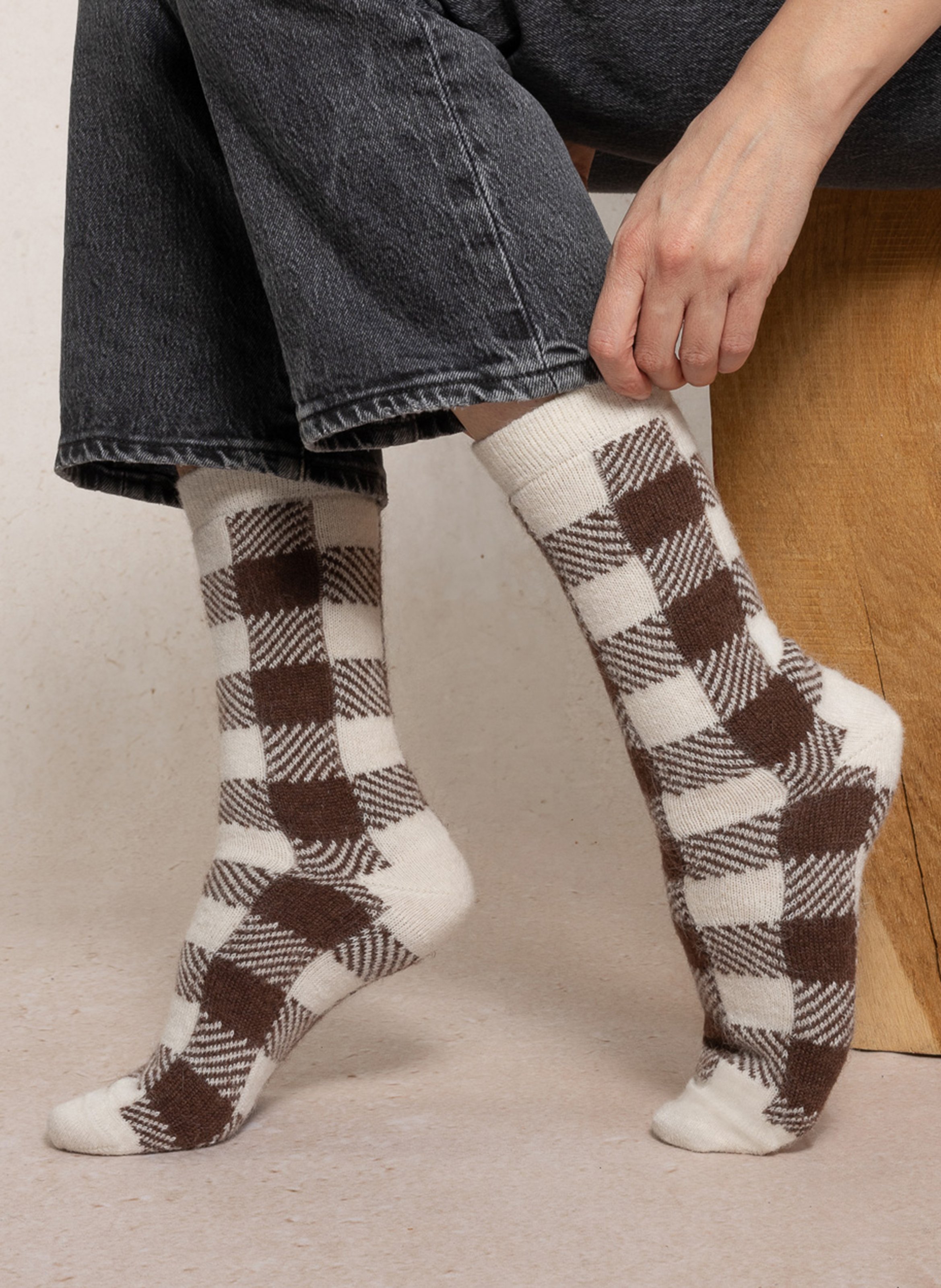 Checked socks BLEUFORET White