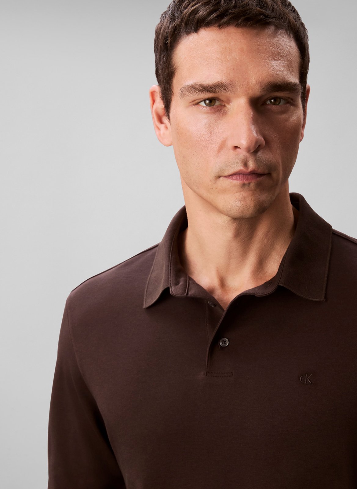 Polo droit en coton CALVIN KLEIN Gris