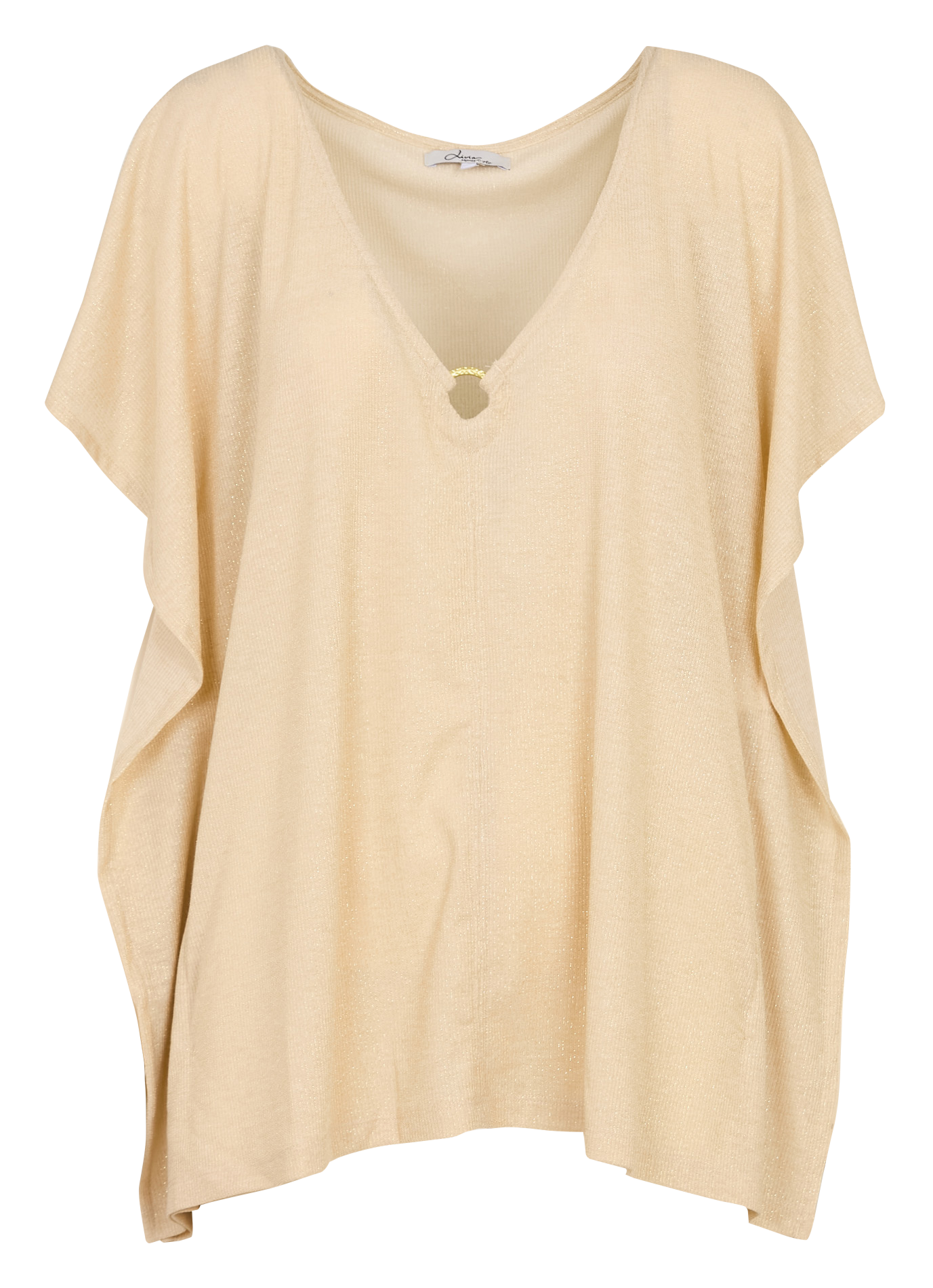 Crepe V-neck top LIVIA Beige