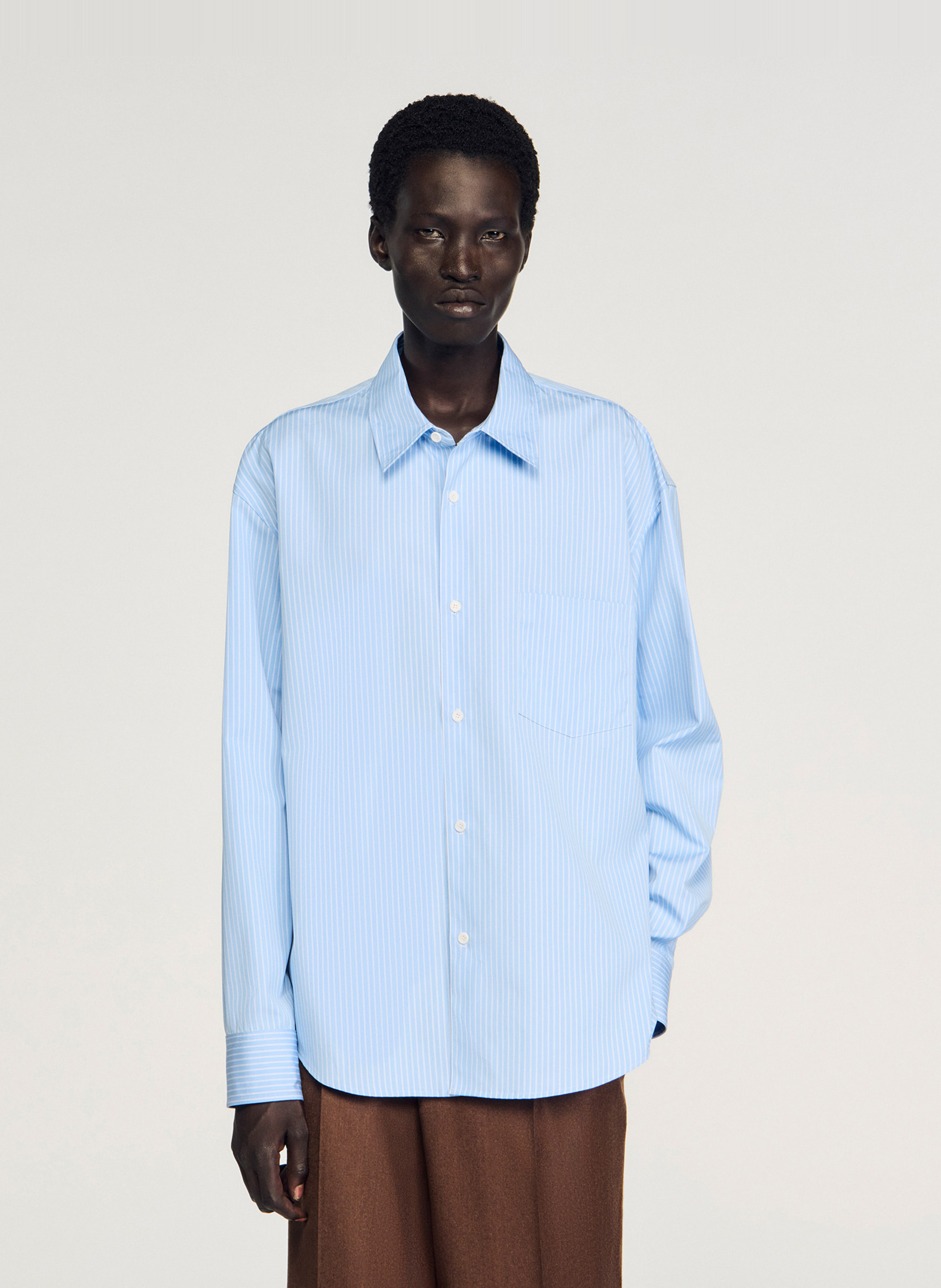 Classic Oversized Striped Shirt SANDRO Blue