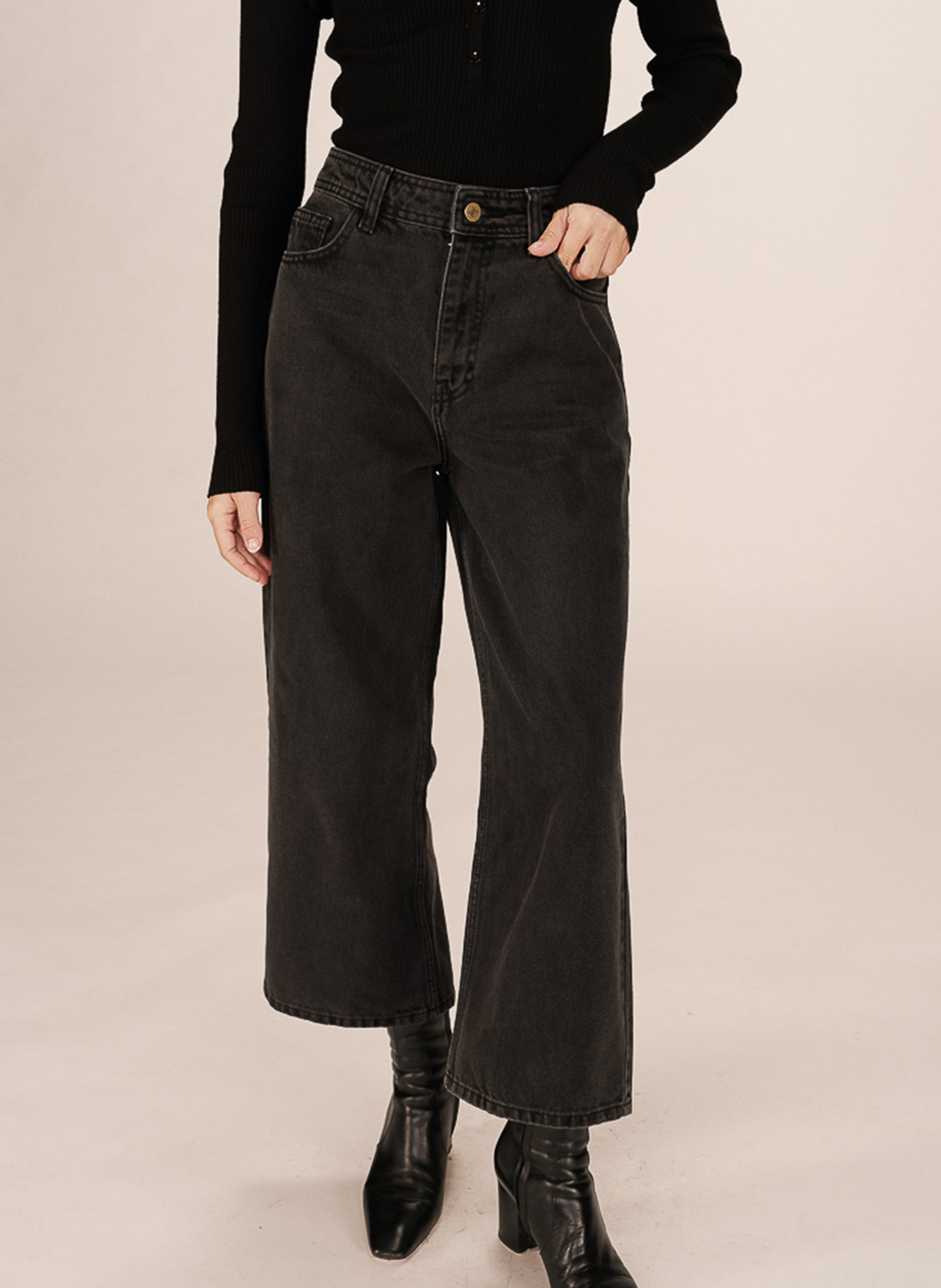 Cotton straight jeans GRACE ET MILA Black