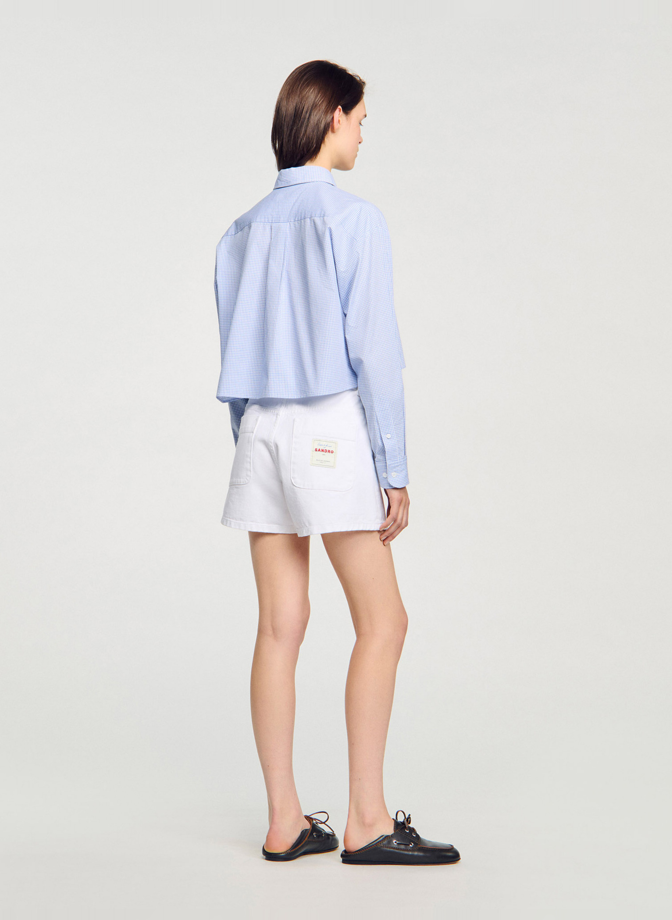 Chemise col classique manches contrastantes en coton SANDRO Blue