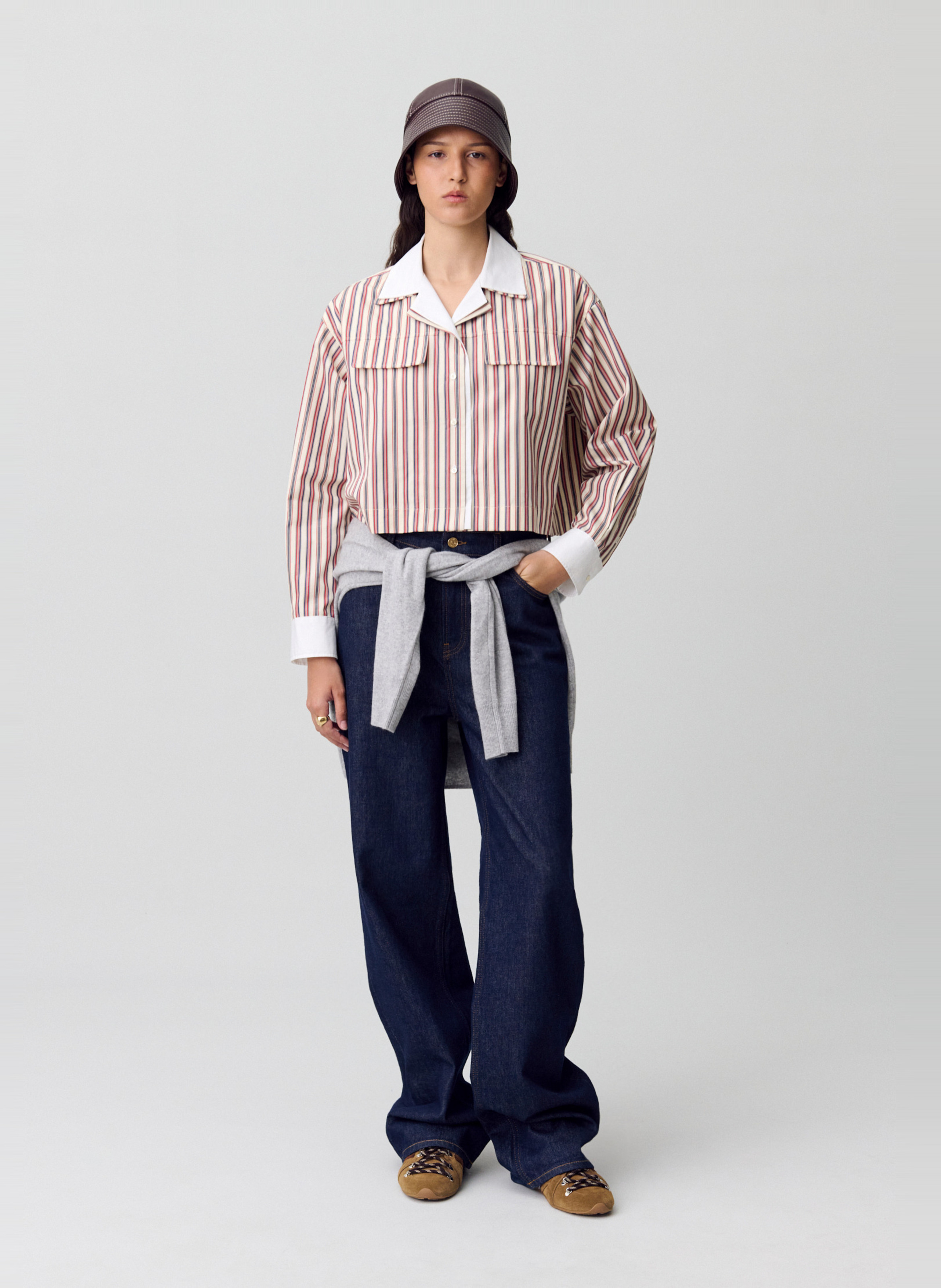 Cotton canvas shirt with tailored collar CLAUDIE PIERLOT Multicolored