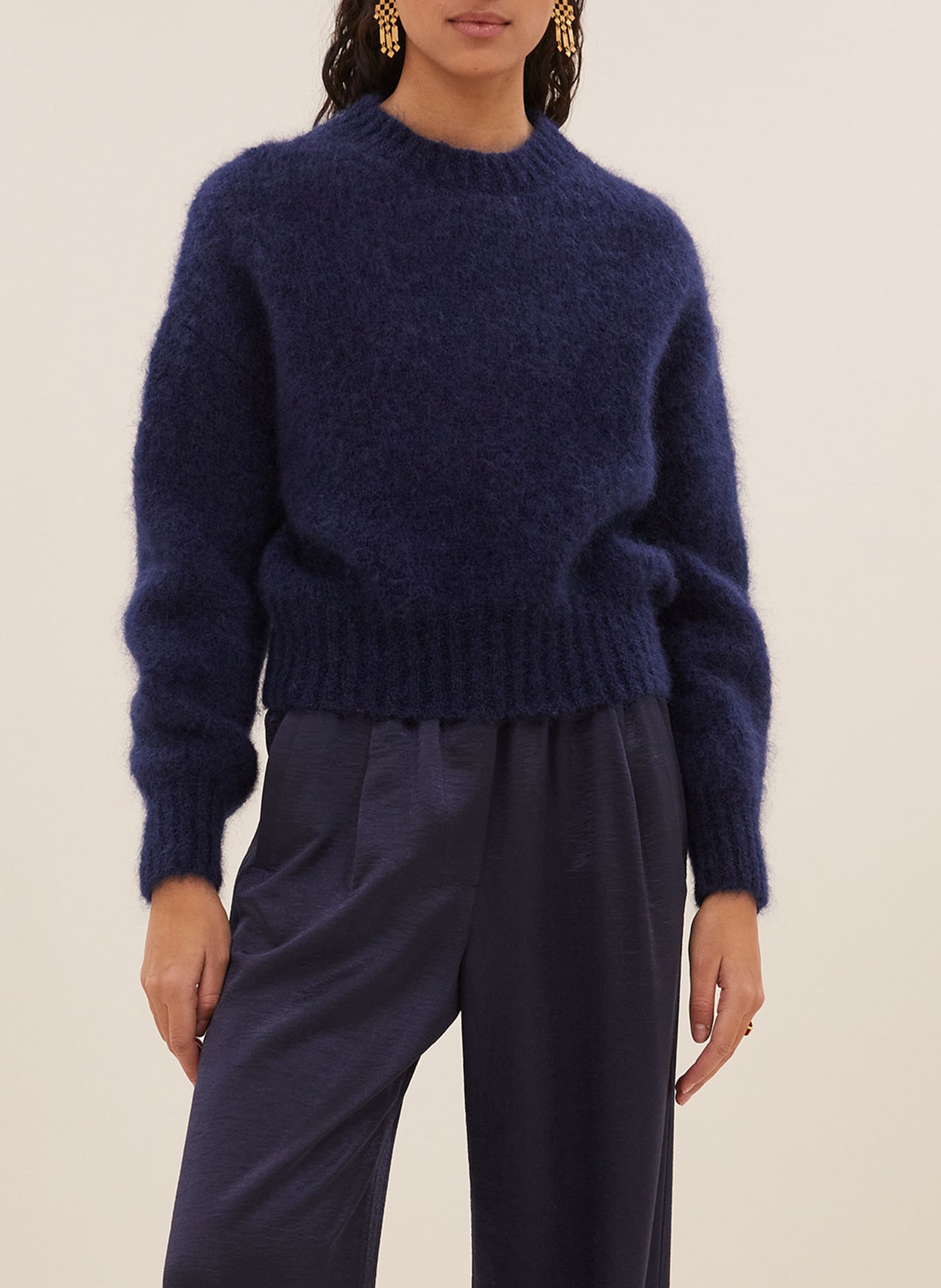 Pull ample uni en laine mélangée BY BAR