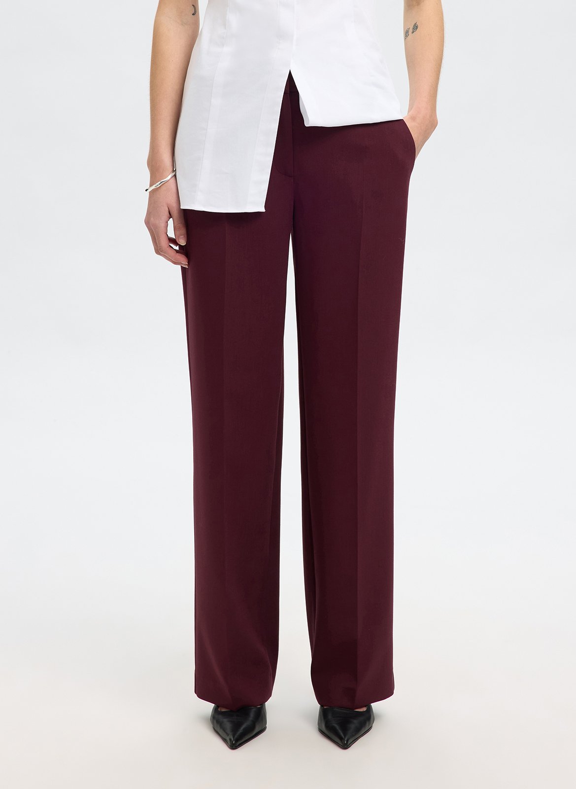 Pantalon droit SELECTED Prune