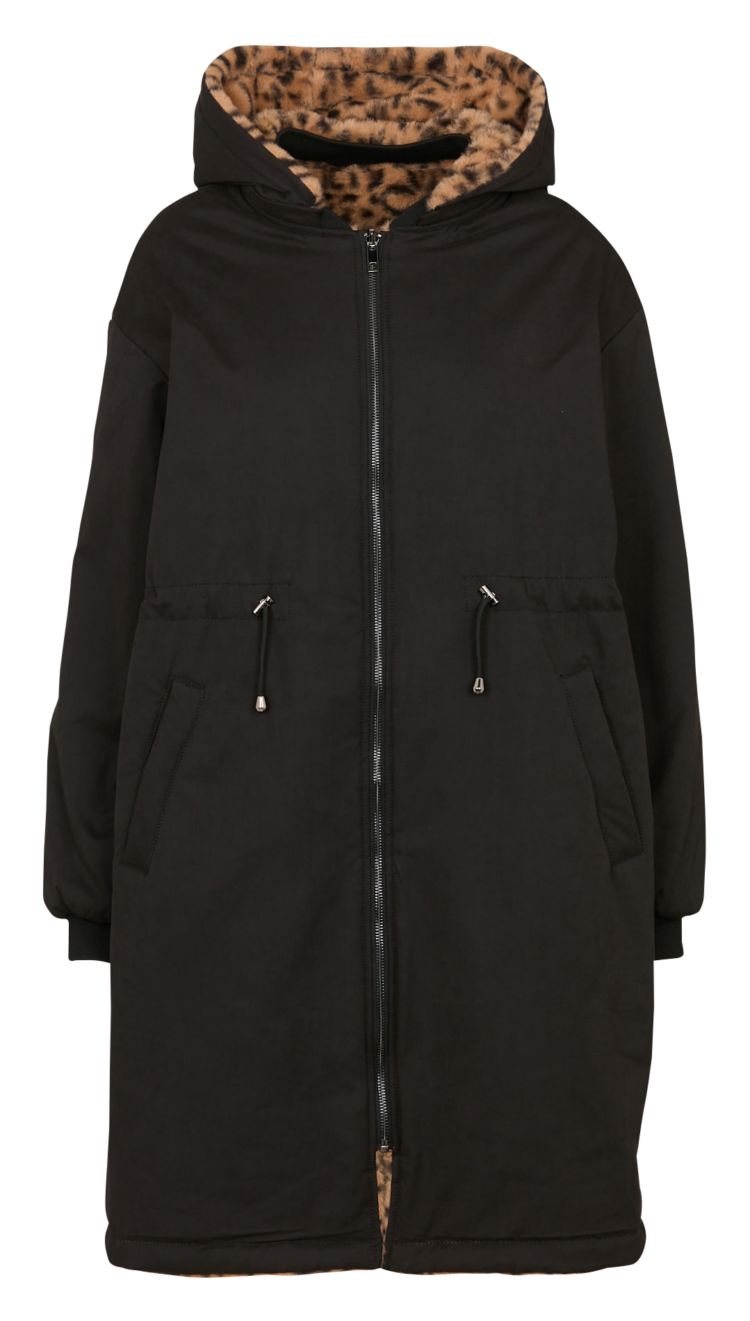 Long reversible hooded coat LA FEE MARABOUTEE Black