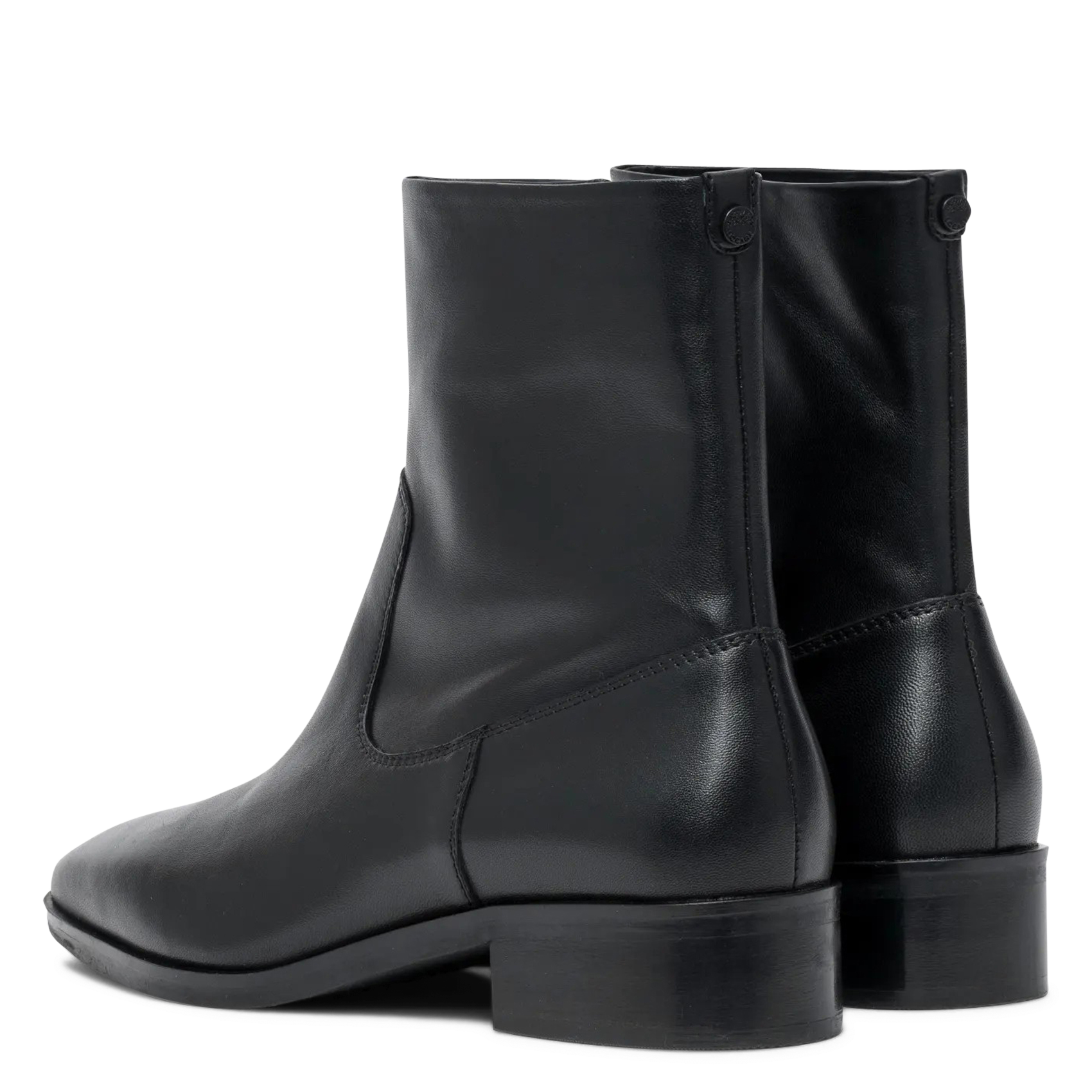 Plain smooth leather ankle boots BOCAGE Black