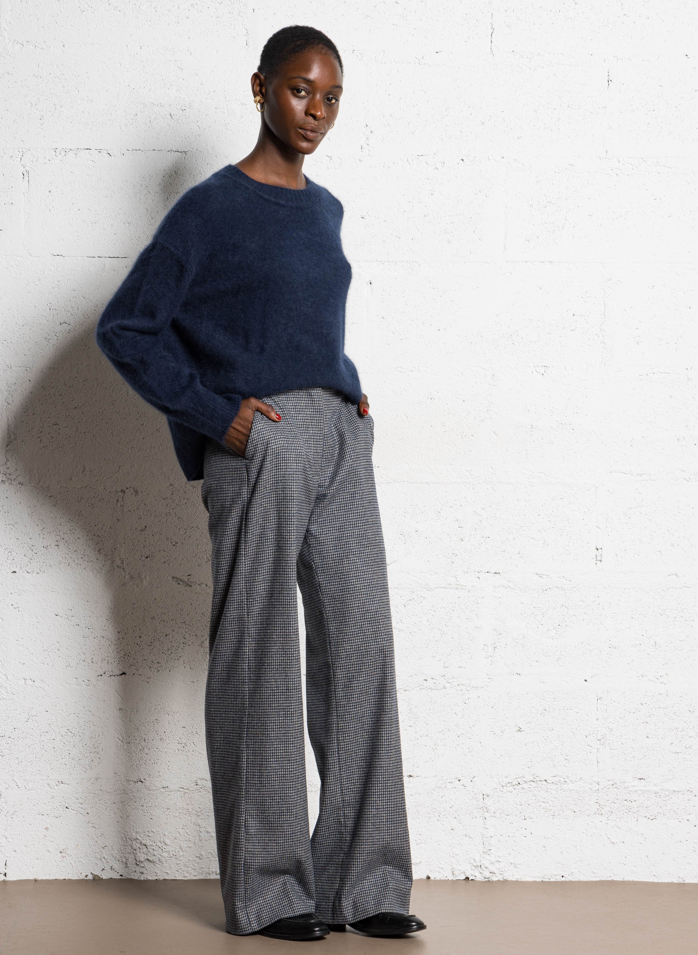 Abidjan wool round-neck sweater BELLA JONES Blue