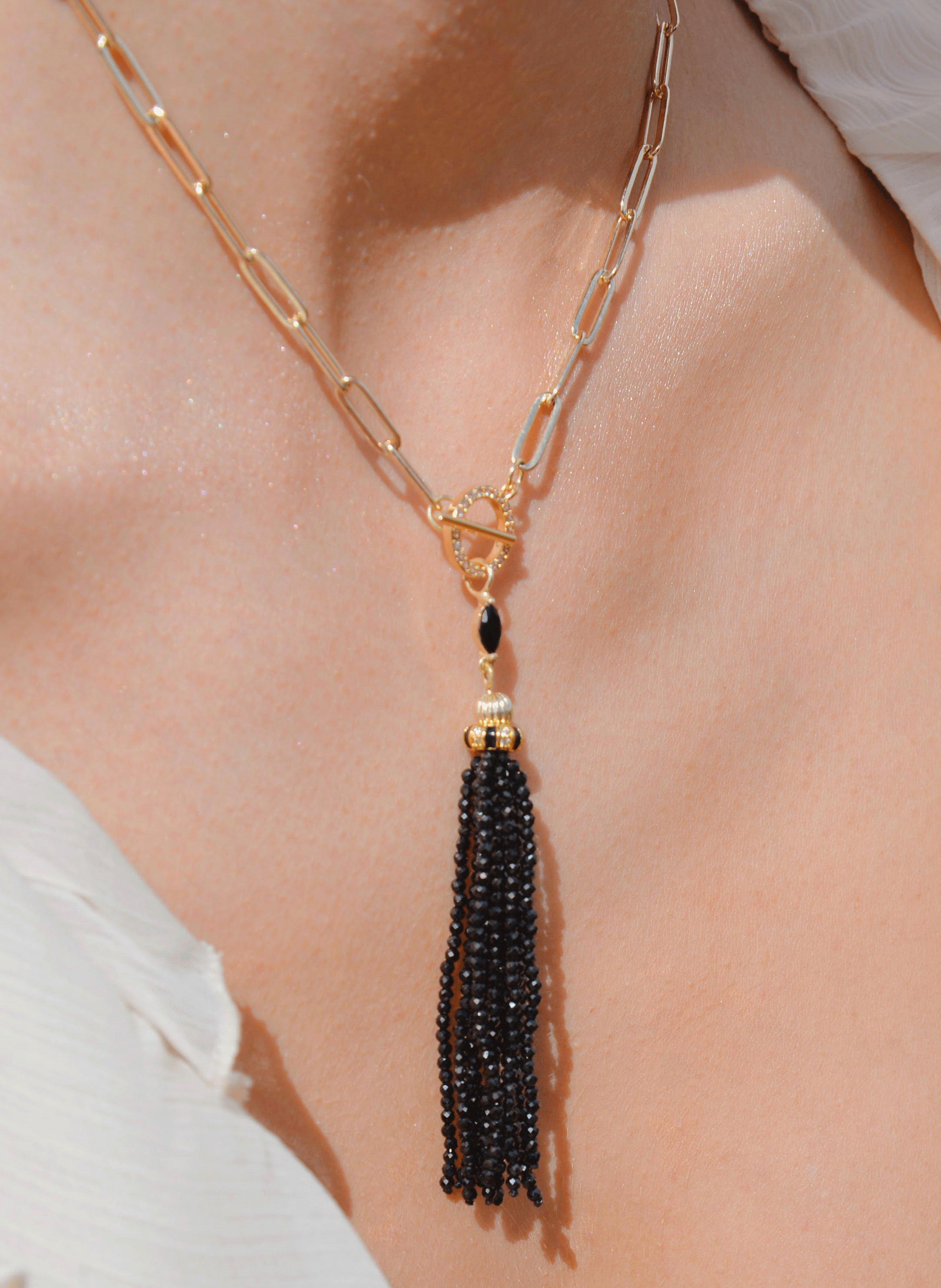 Chain necklace with cascading pearl pendant HIPANEMA Black
