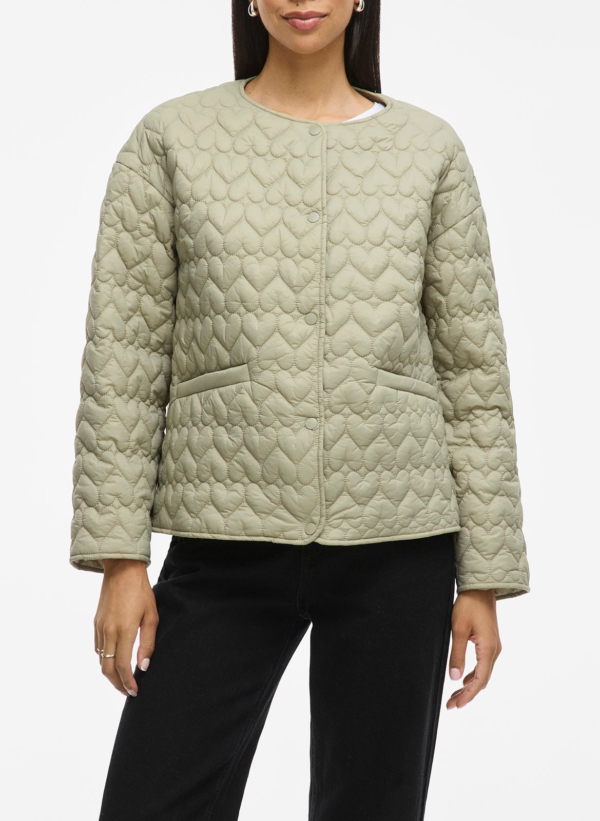 Veste col rond matellassée VILA Beige