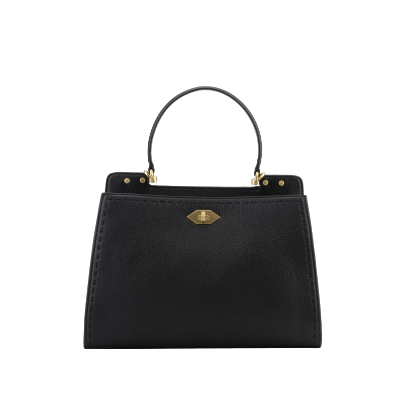 Handbag - cowhide leather POURCHET Black