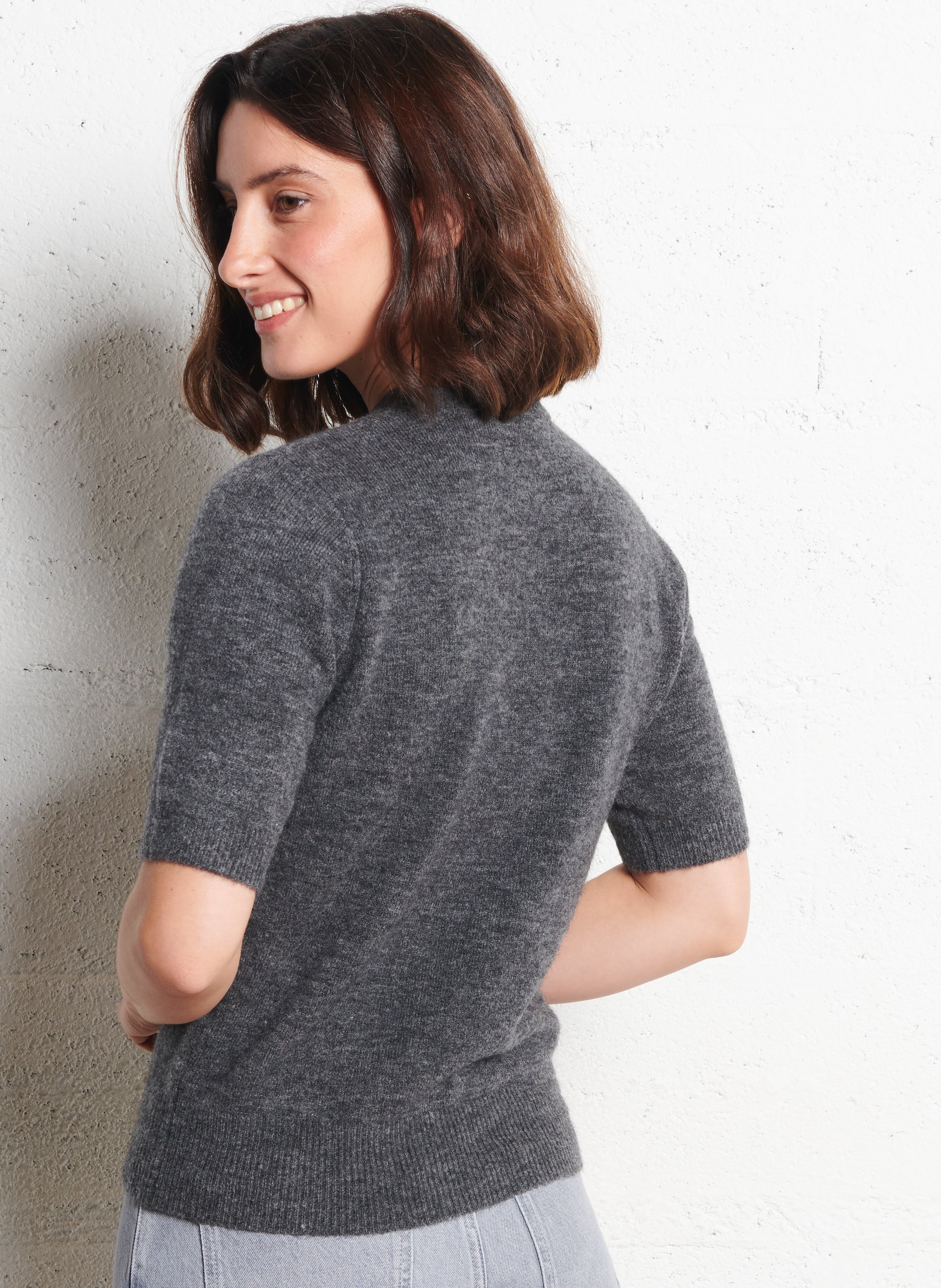 Round-neck wool-blend straight-cut sweater PETITE MENDIGOTE Black