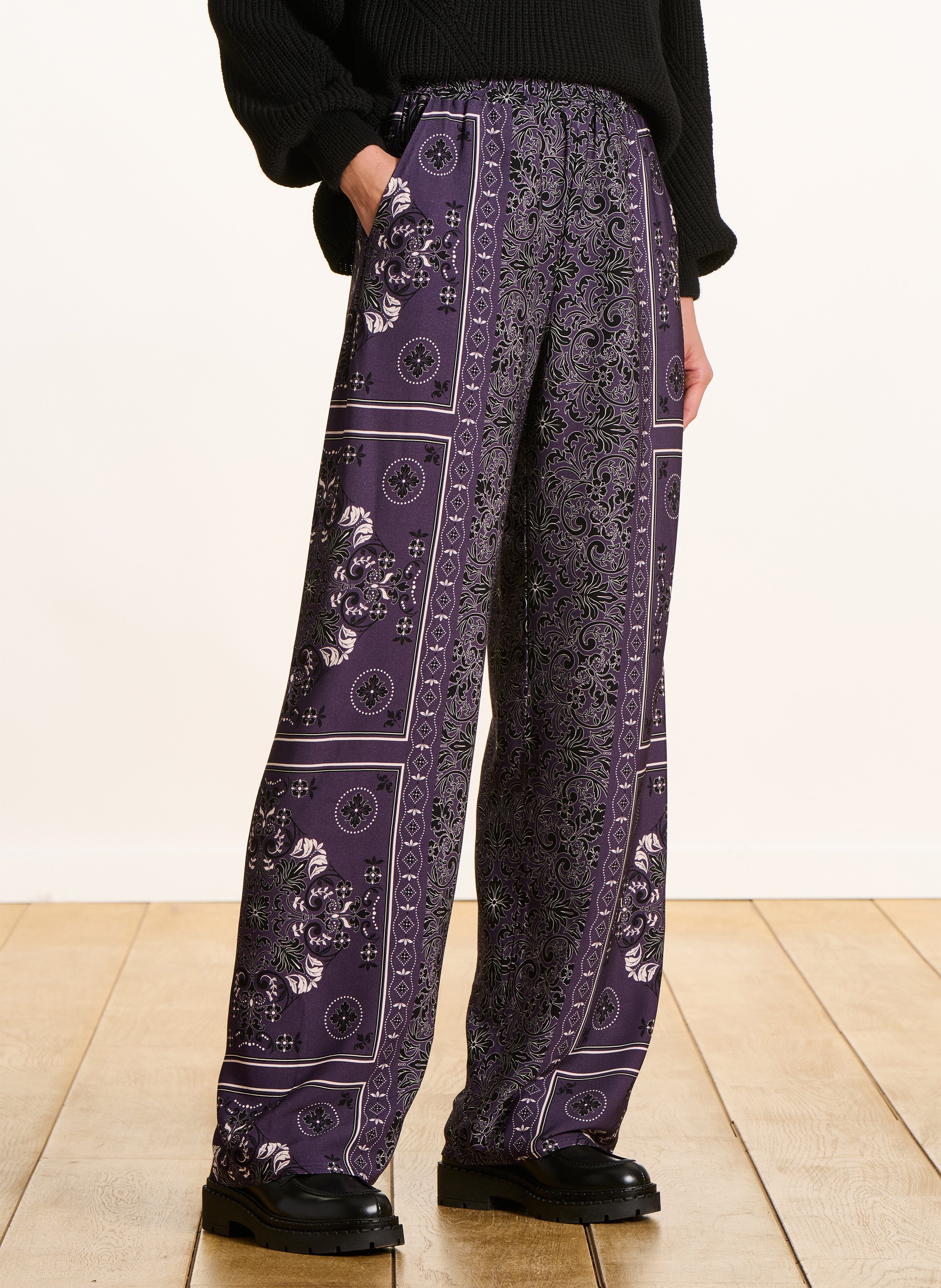 Pantalon large imprimé LA FEE MARABOUTEE Violet