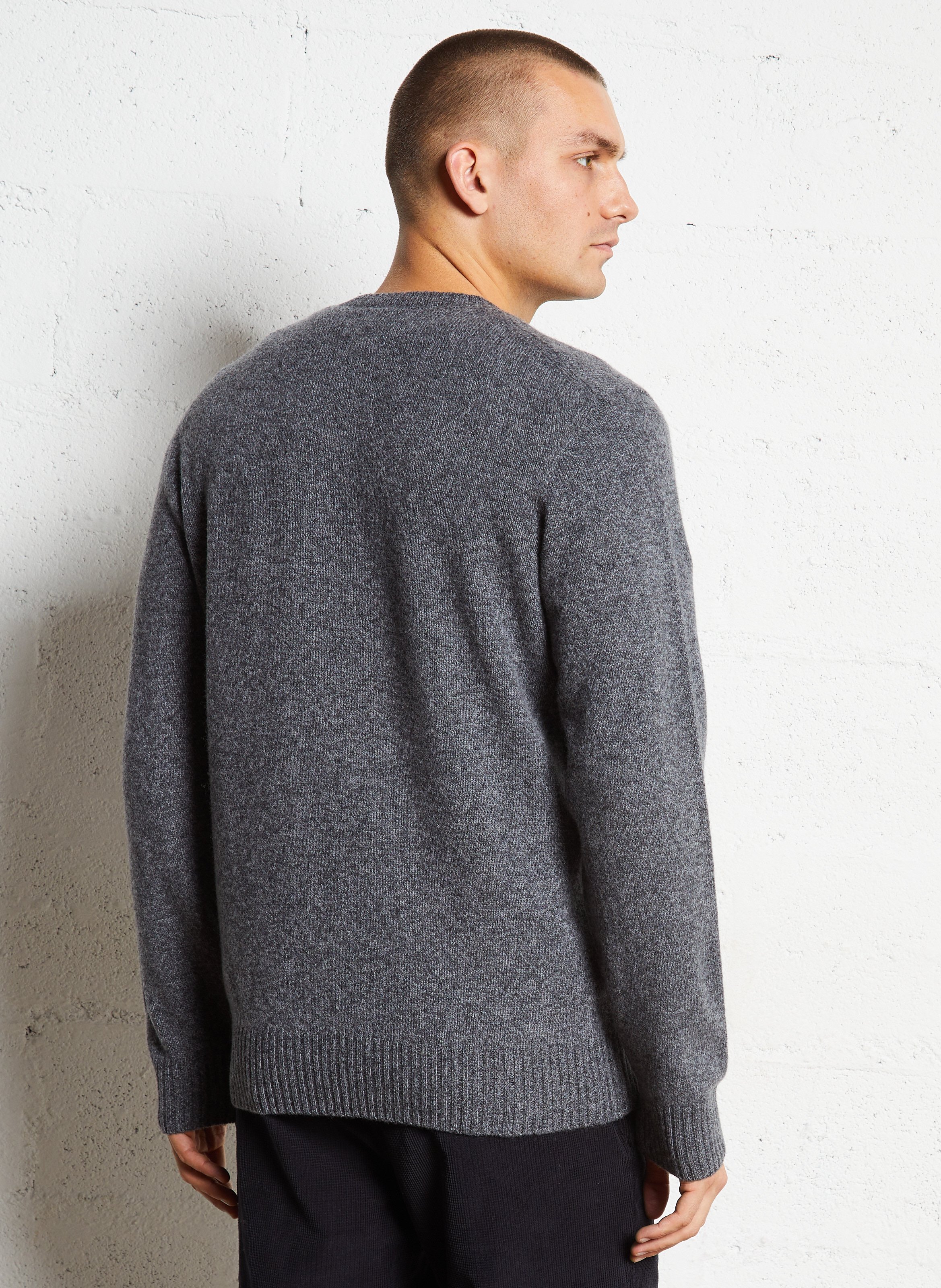 Rechte, wollen trui met V-hals HARTFORD Grijs