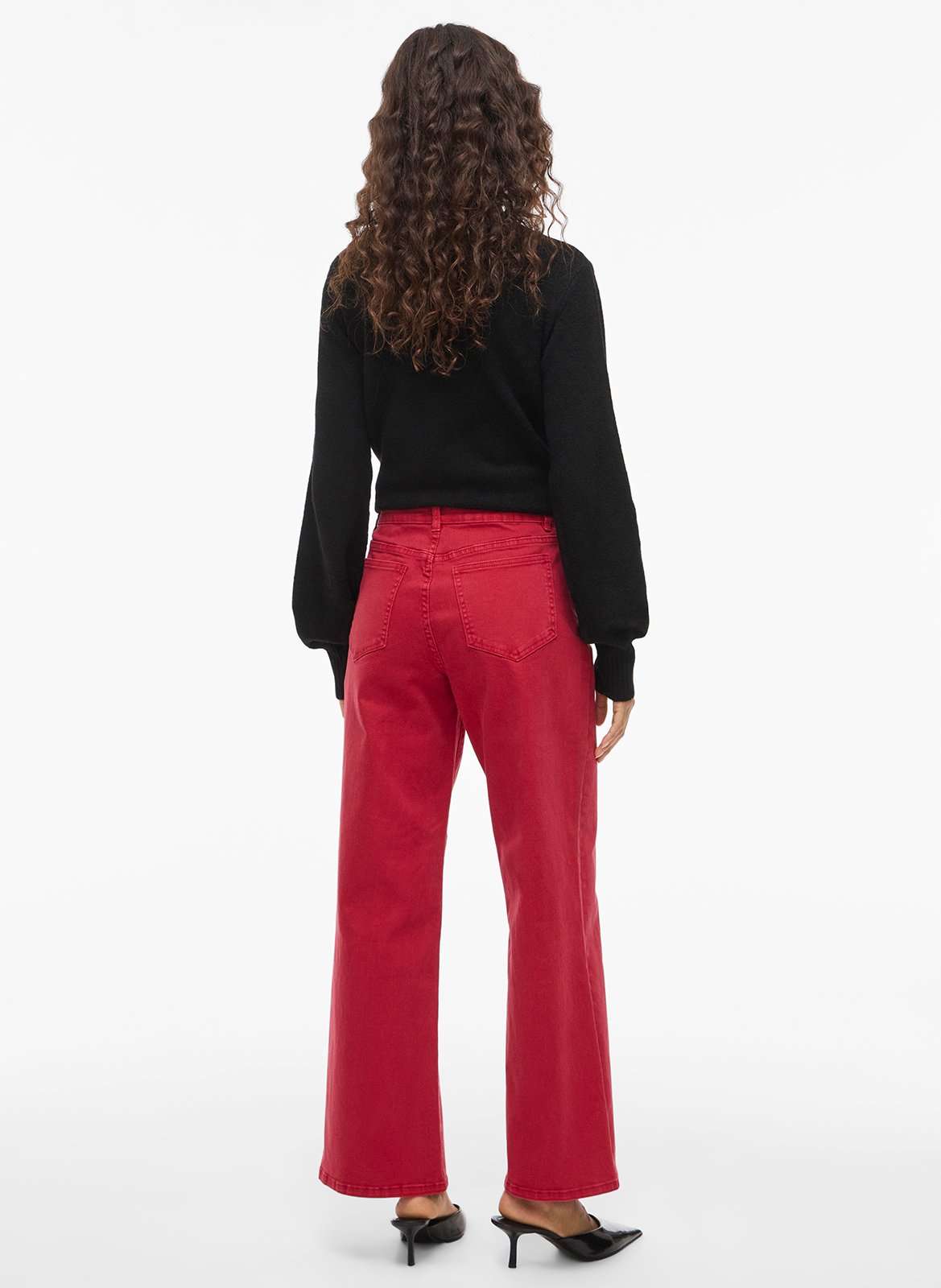 Jean large en coton mélangé VILA Rouge