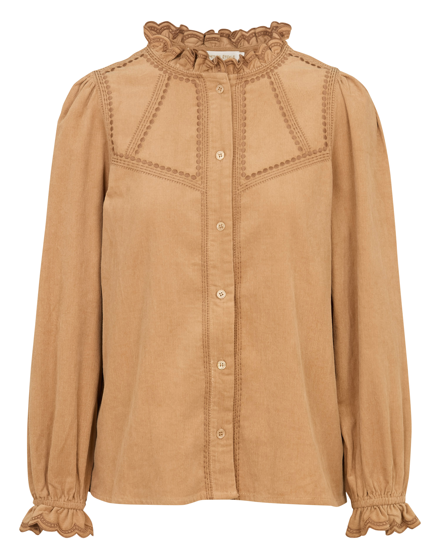Straight cotton round-neck blouse LA PETITE ETOILE Beige