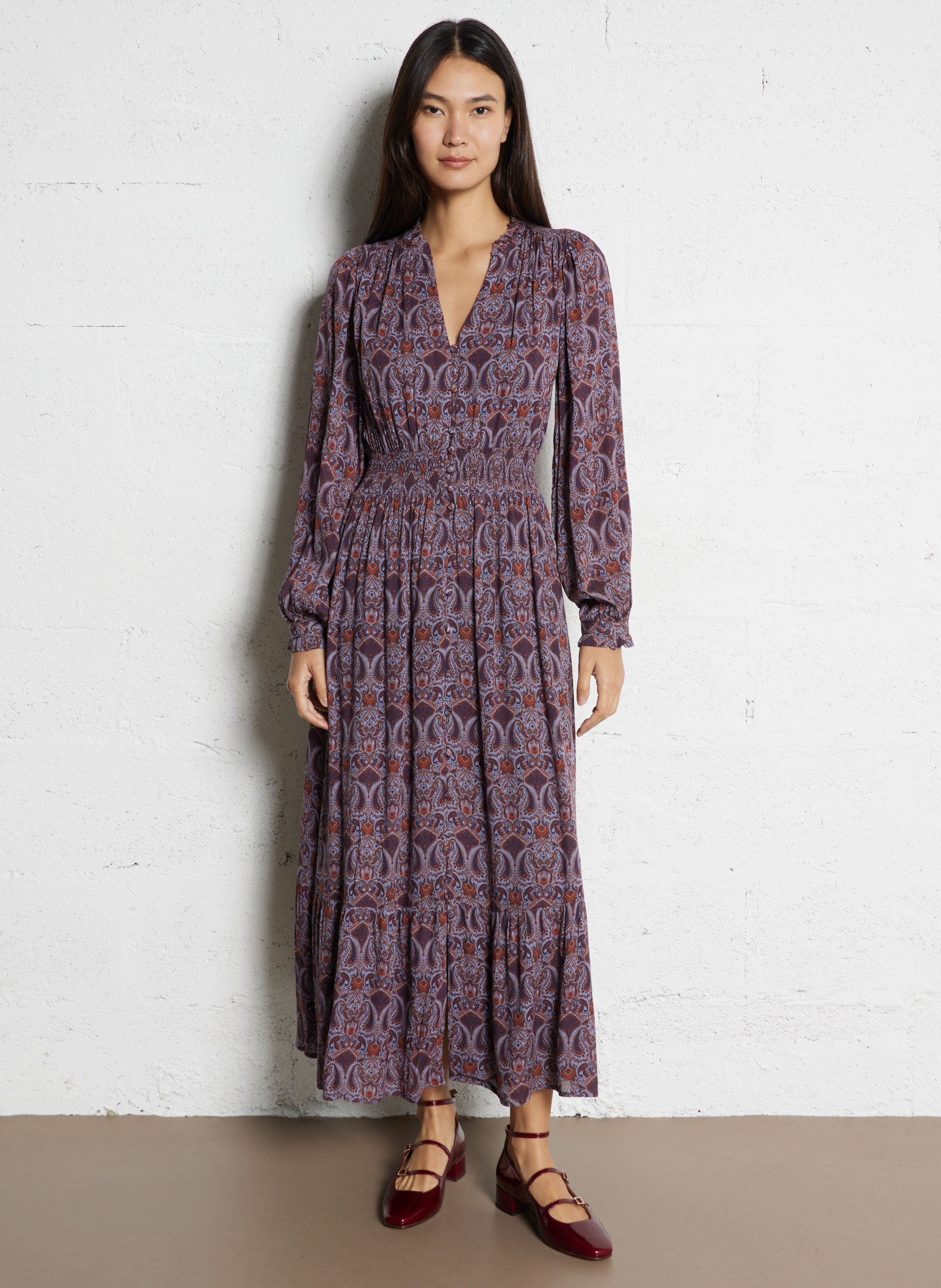 Wijd uitlopende lange jurk met patronen LA PETITE ETOILE Veelkleurig