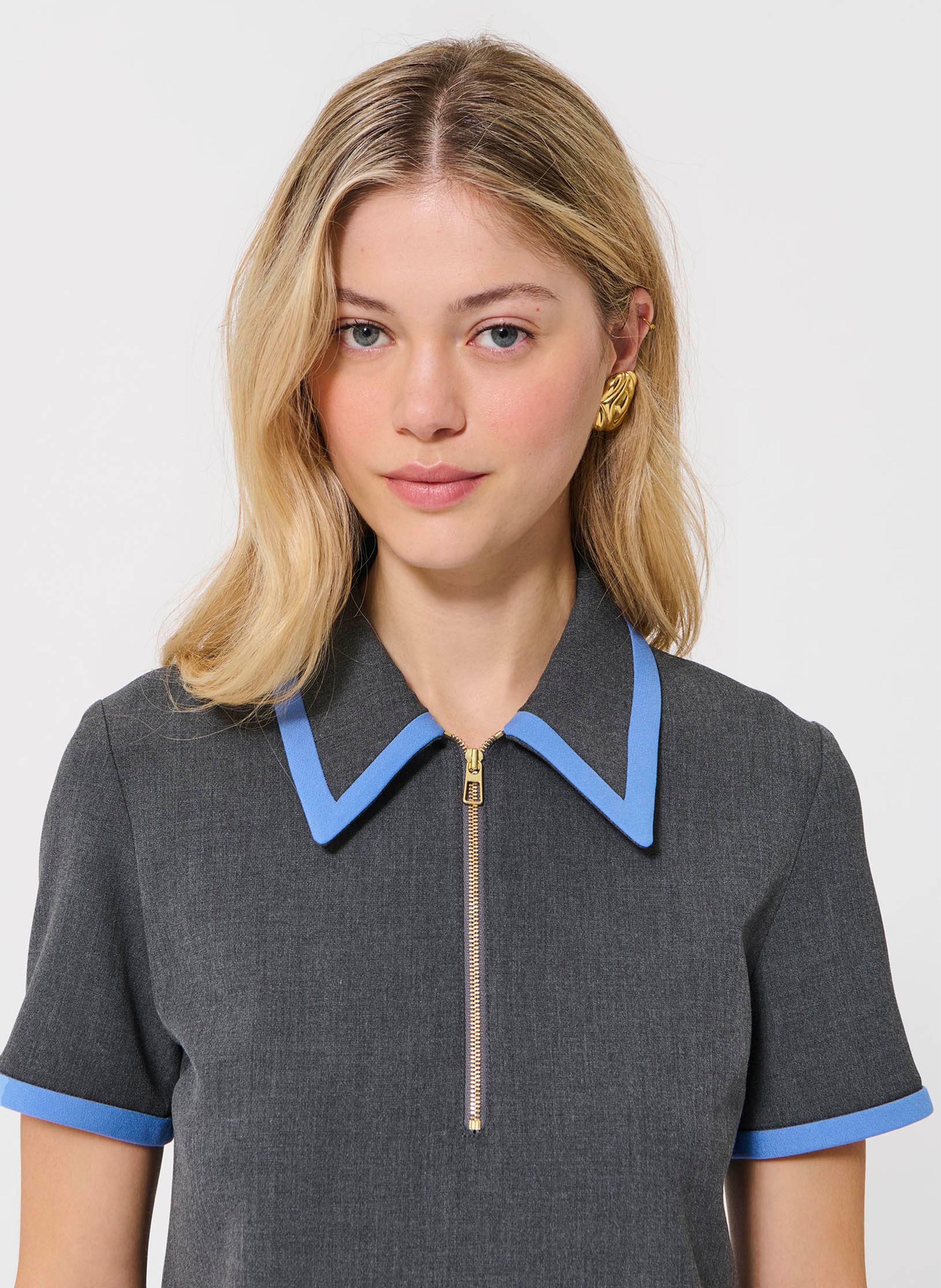 Straight fit classic collar polo TARA JARMON Grey