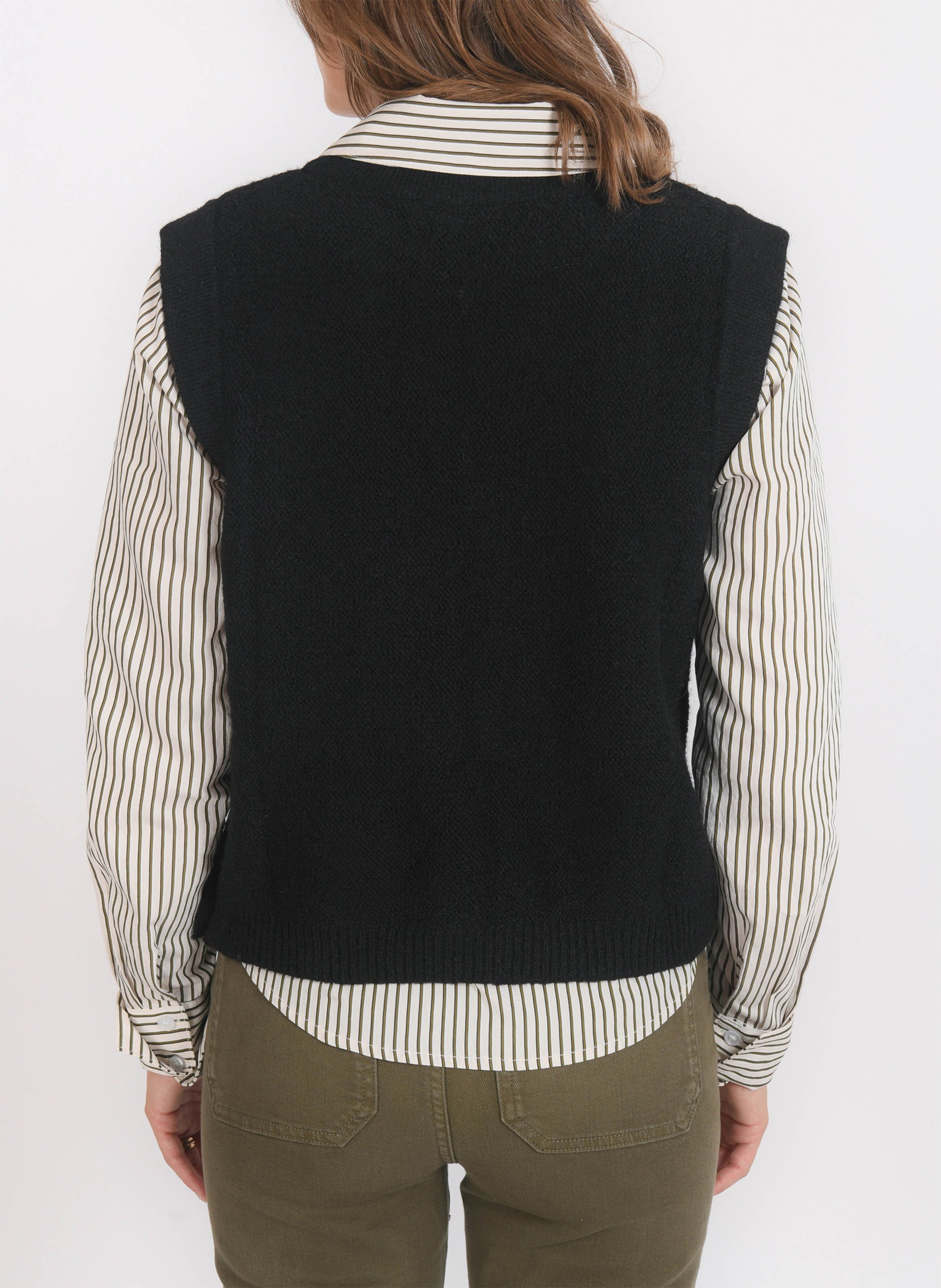 Pull sans manches col rond en maille mélangée KOOKAI Noir