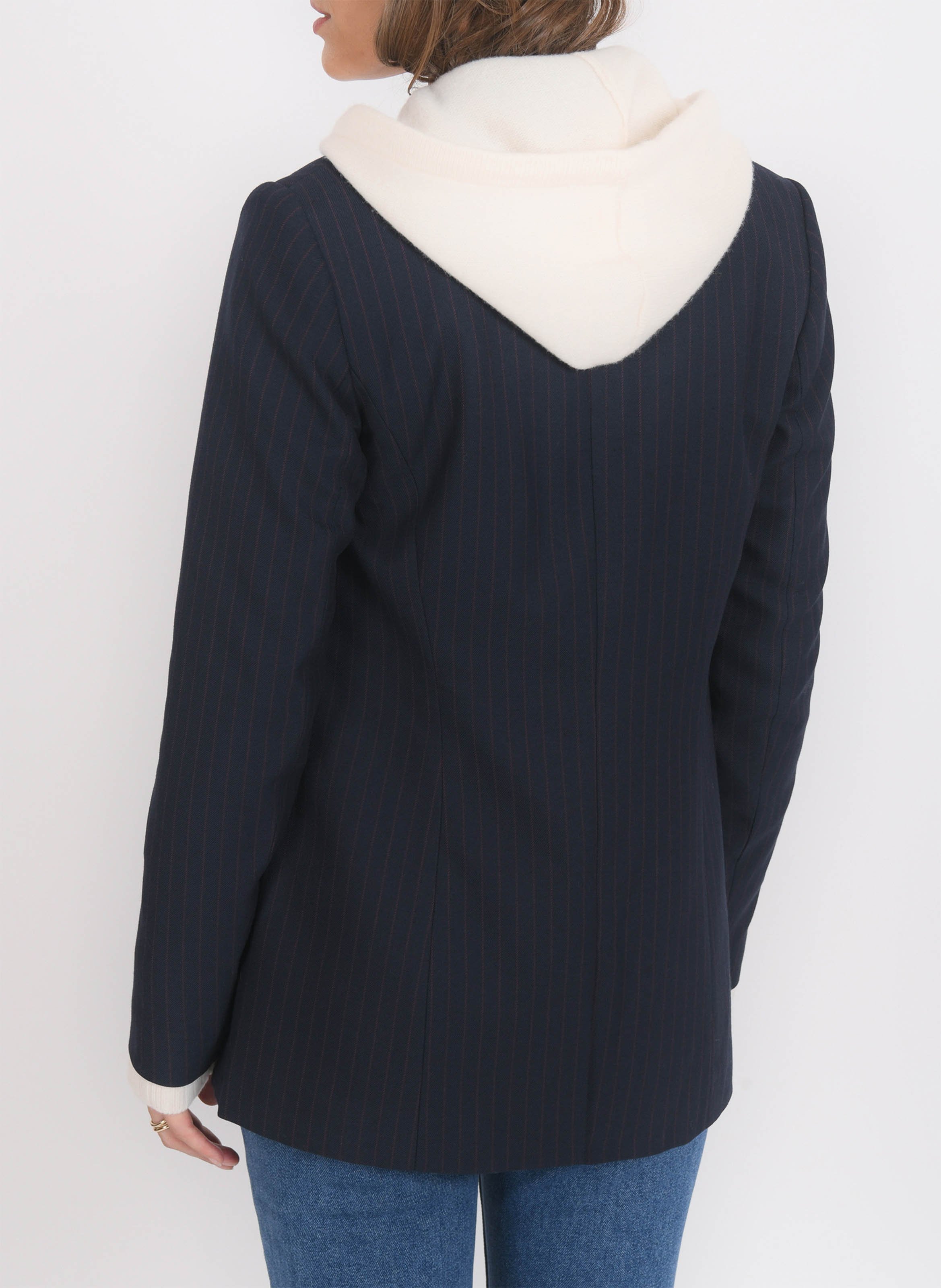 Veste droite col tailleur à rayures KOOKAI Bleu