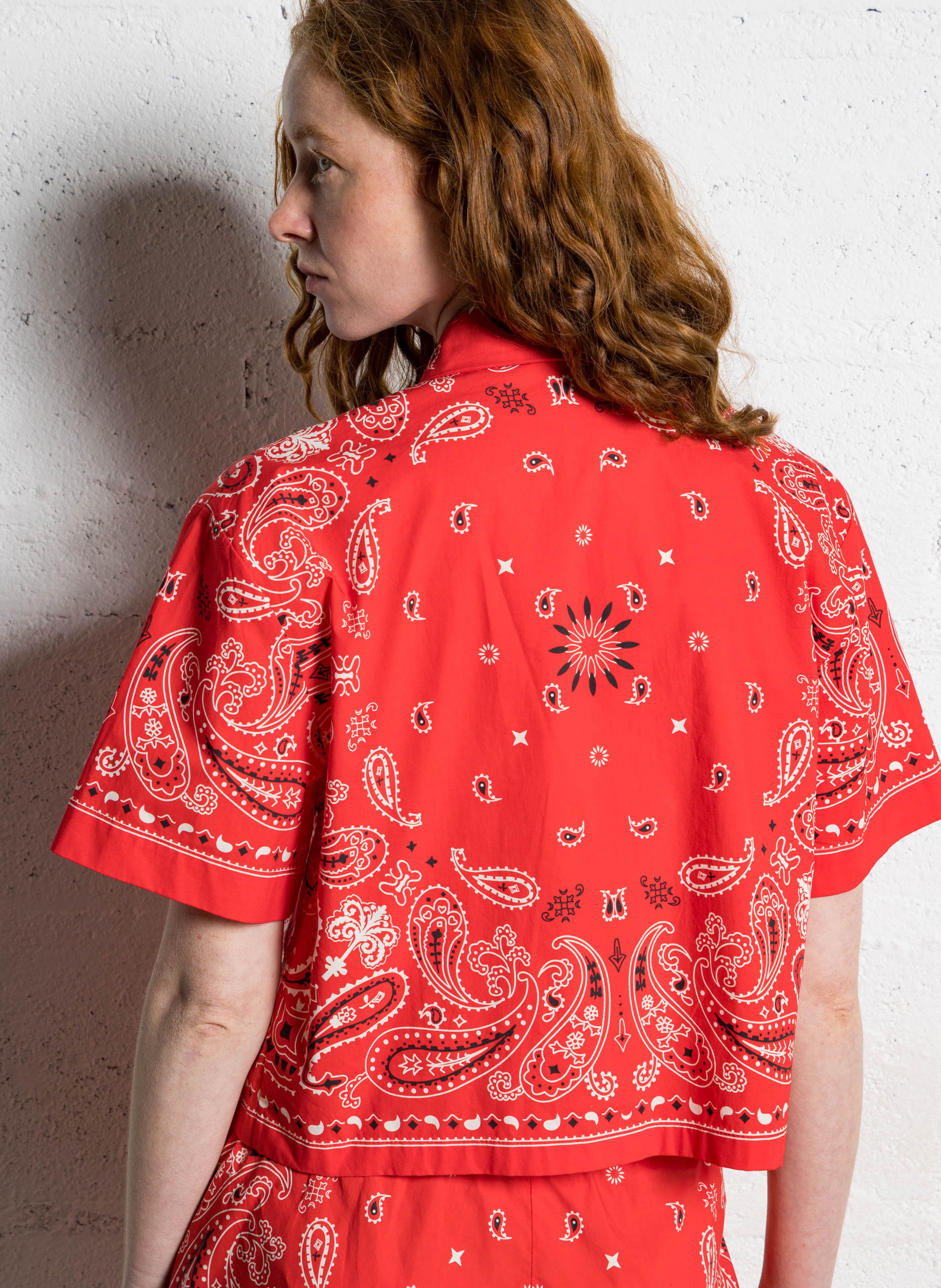 Recht overhemd van biokatoen met klassieke kraag SUNCOO Rood