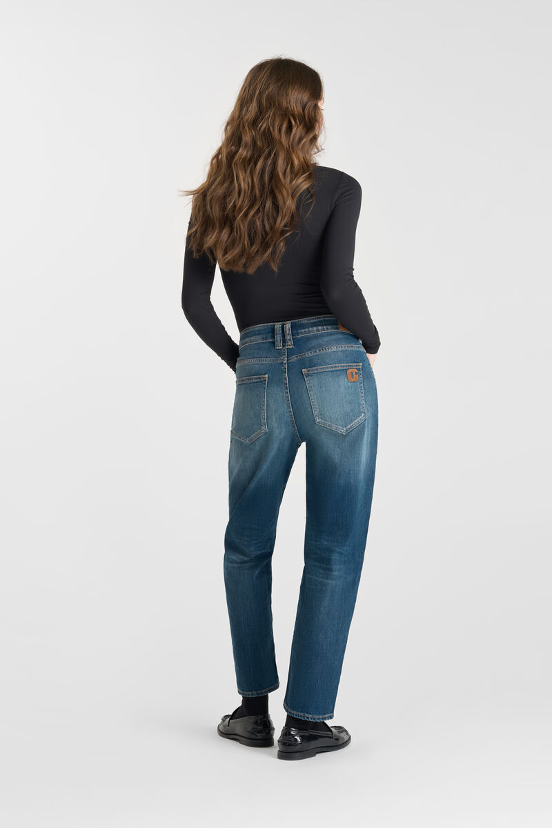Loose, oversized girlfriend high-waisted jeans, length 34 LE TEMPS DES CERISES Blue