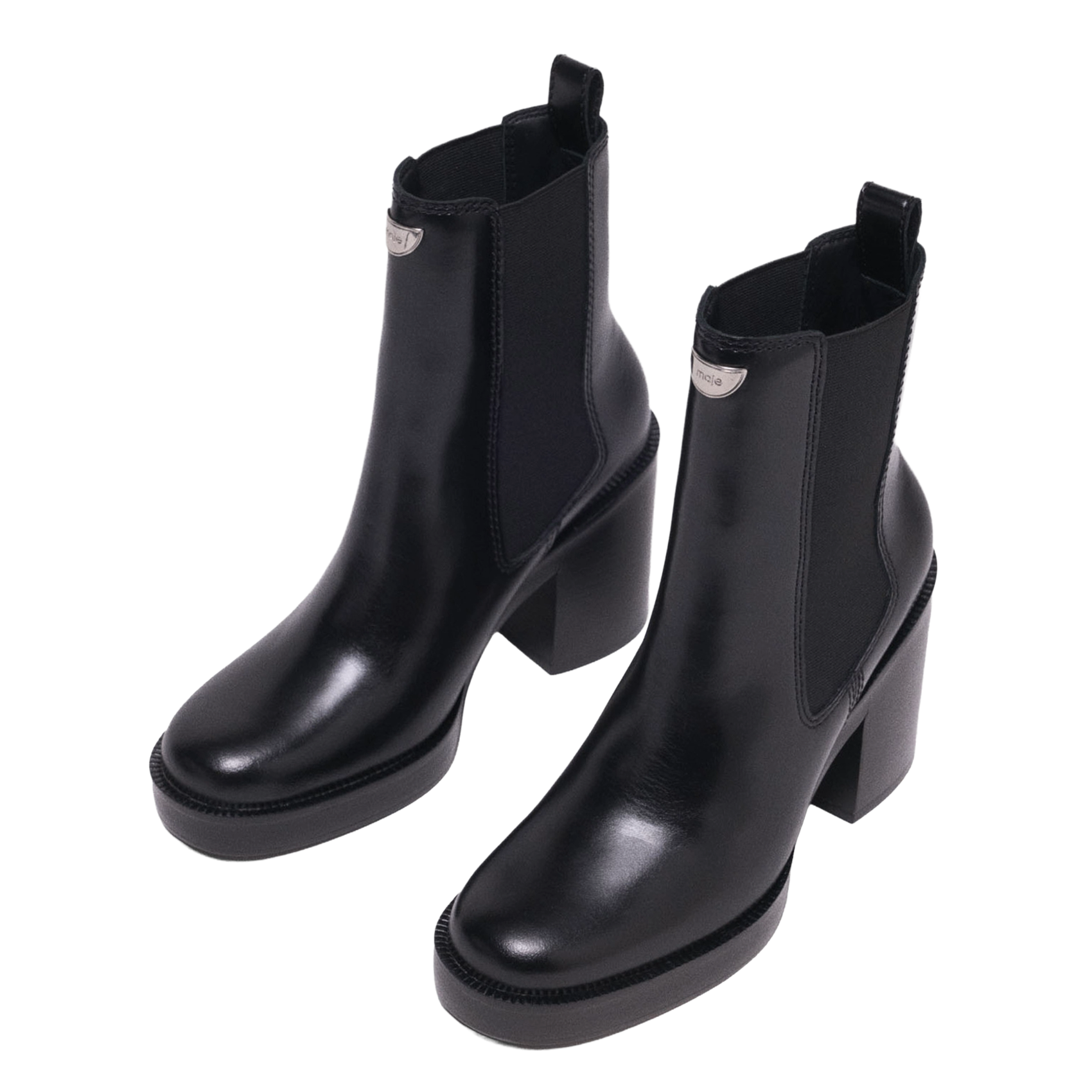 Platform leather Chelsea boots MAJE Black