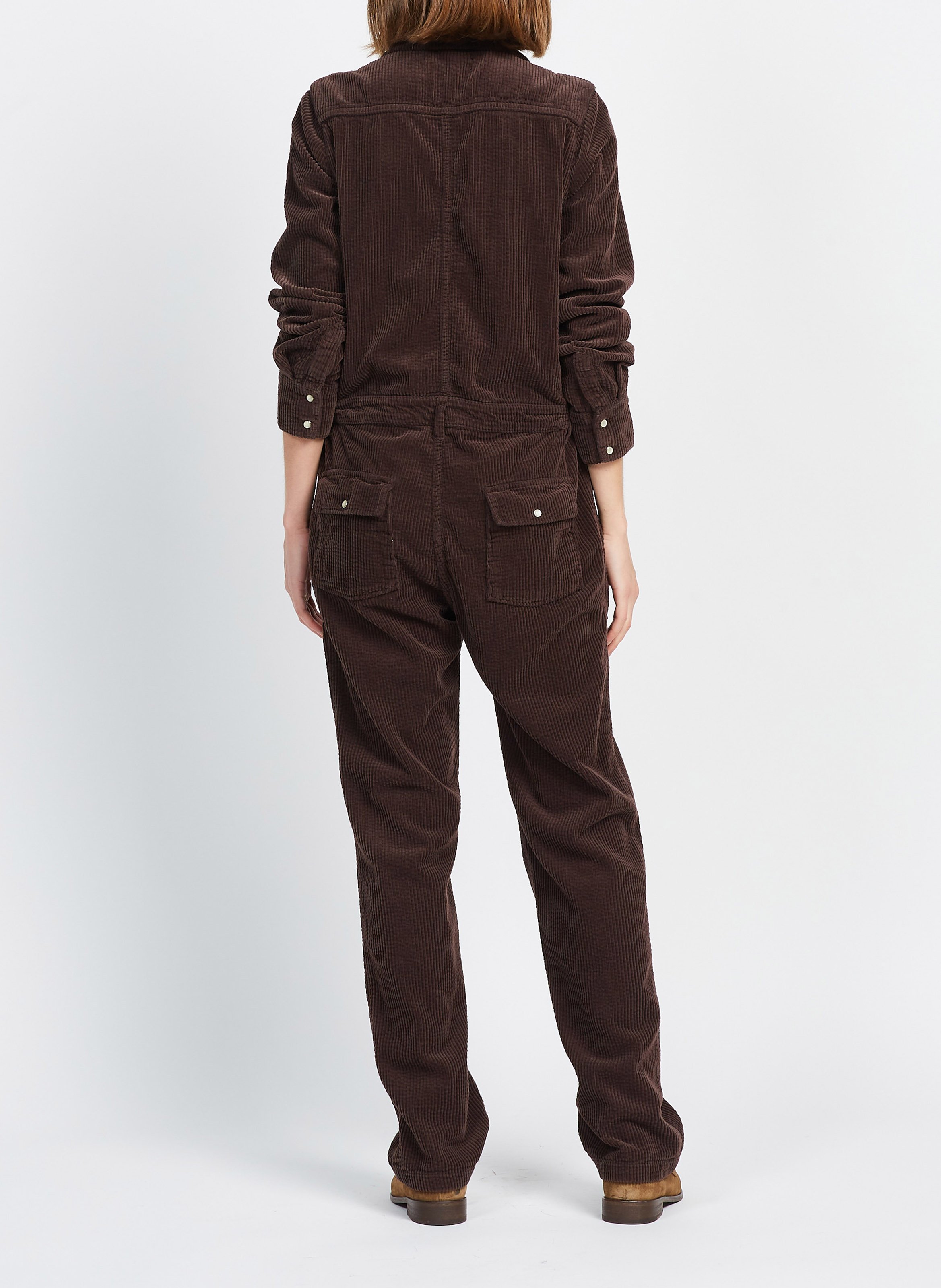 Cotton corduroy jumpsuit with high neck ACQUAVERDE Brown