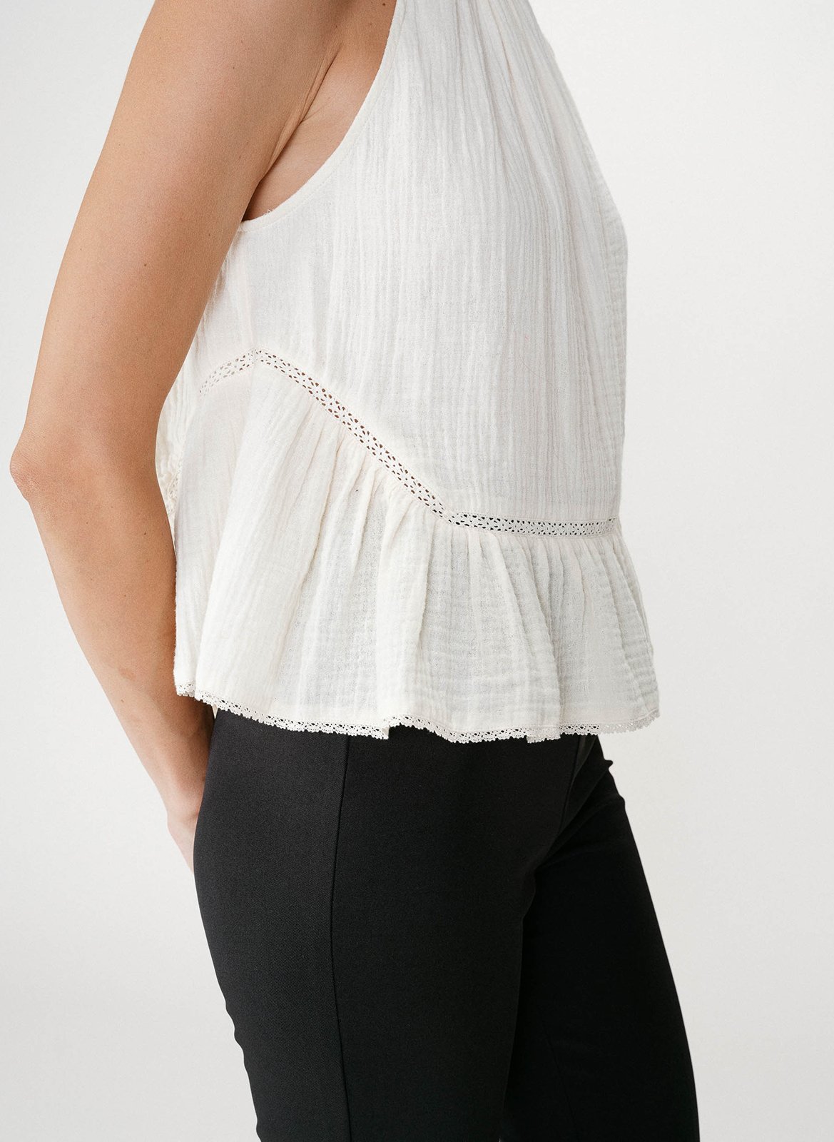 Top col rond en coton GRACE ET MILA Blanc