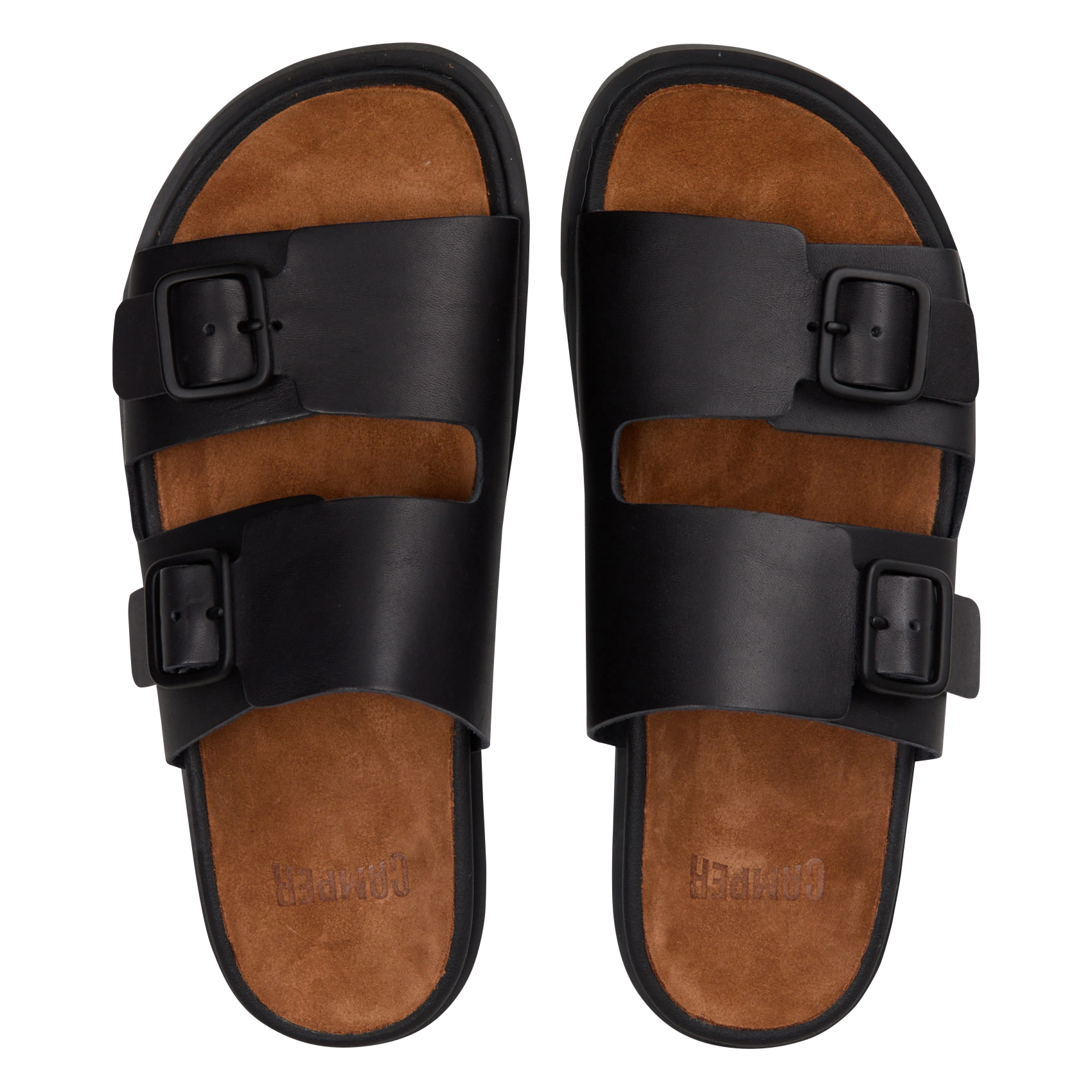 <sandals>Leather flat sandals</sandals> CAMPER Black