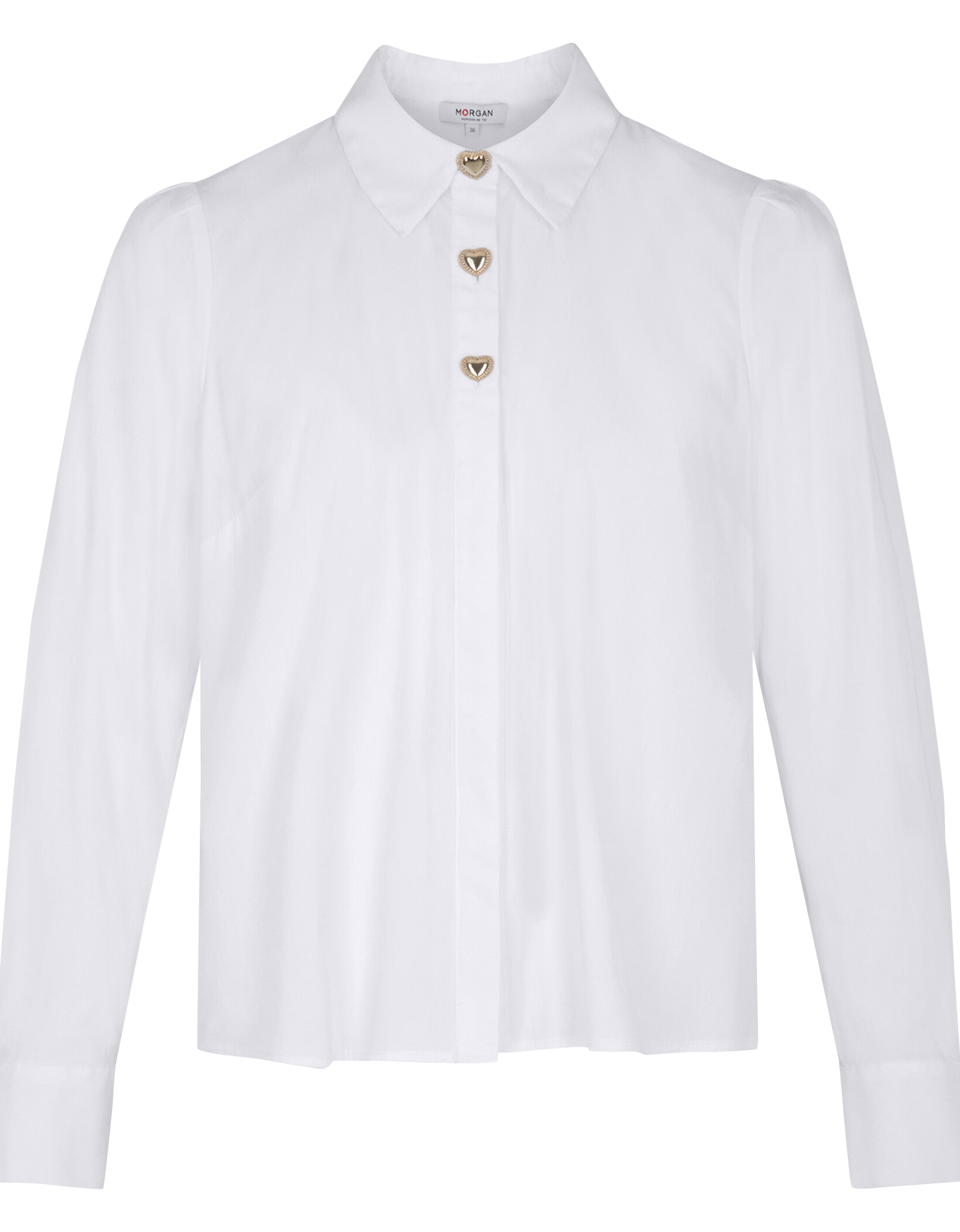 Chemise droite unie à boutons cœur MORGAN Blanc