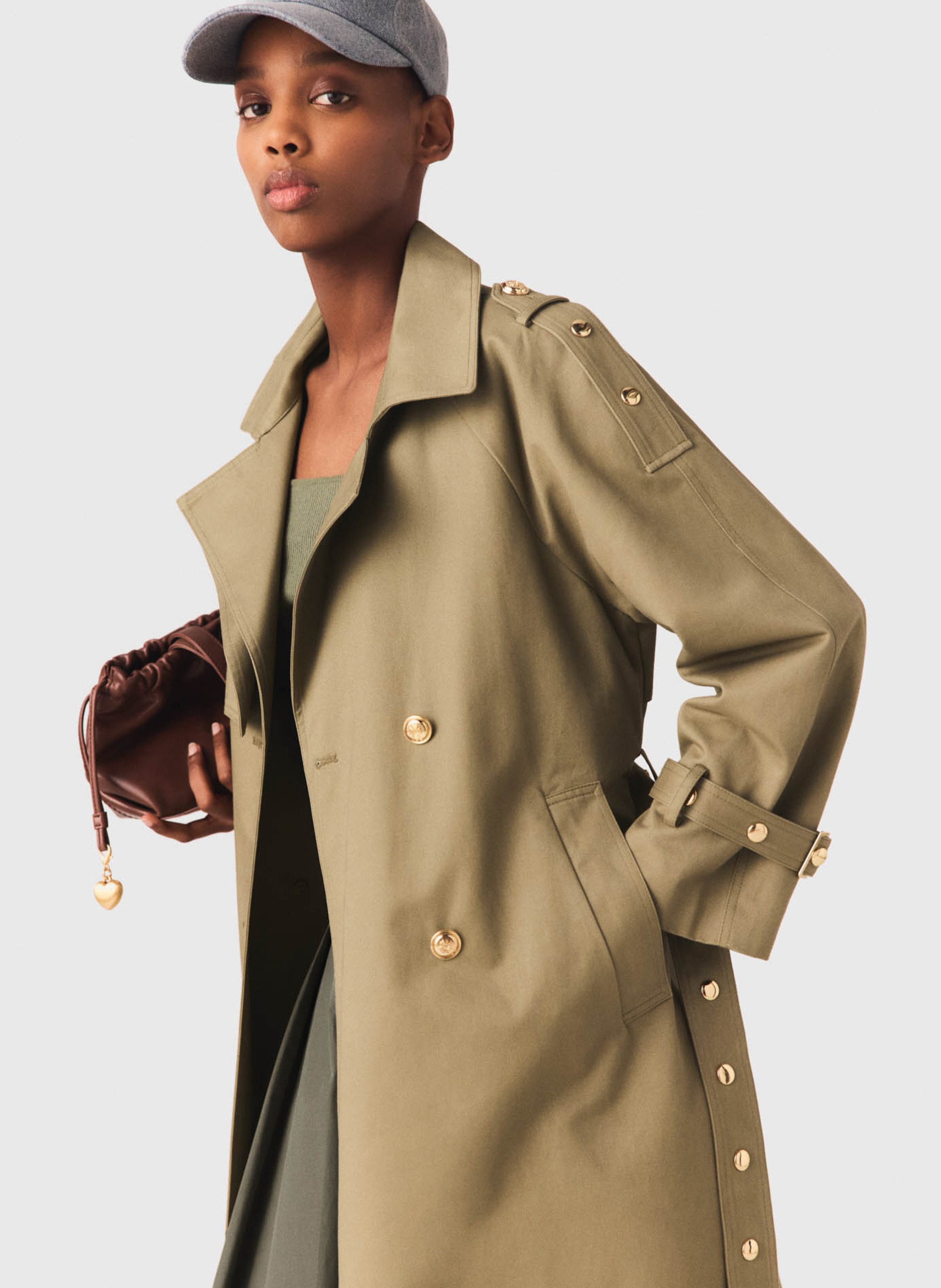 Trench cintrée en coton  MAJE Kaki