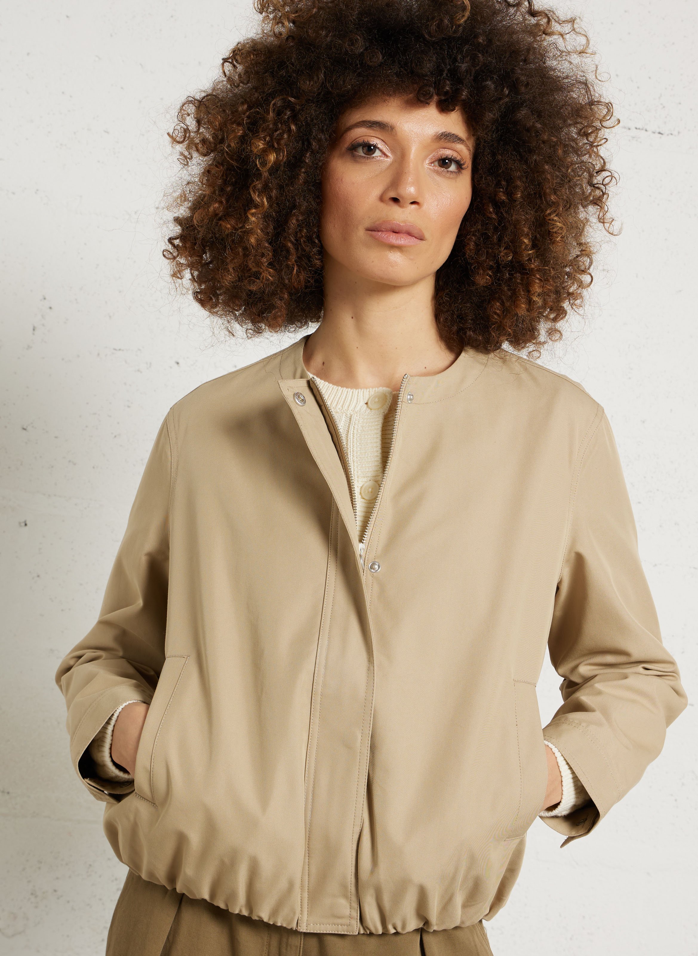 Cotton-blend jacket with Victorian collar SUD EXPRESS Beige