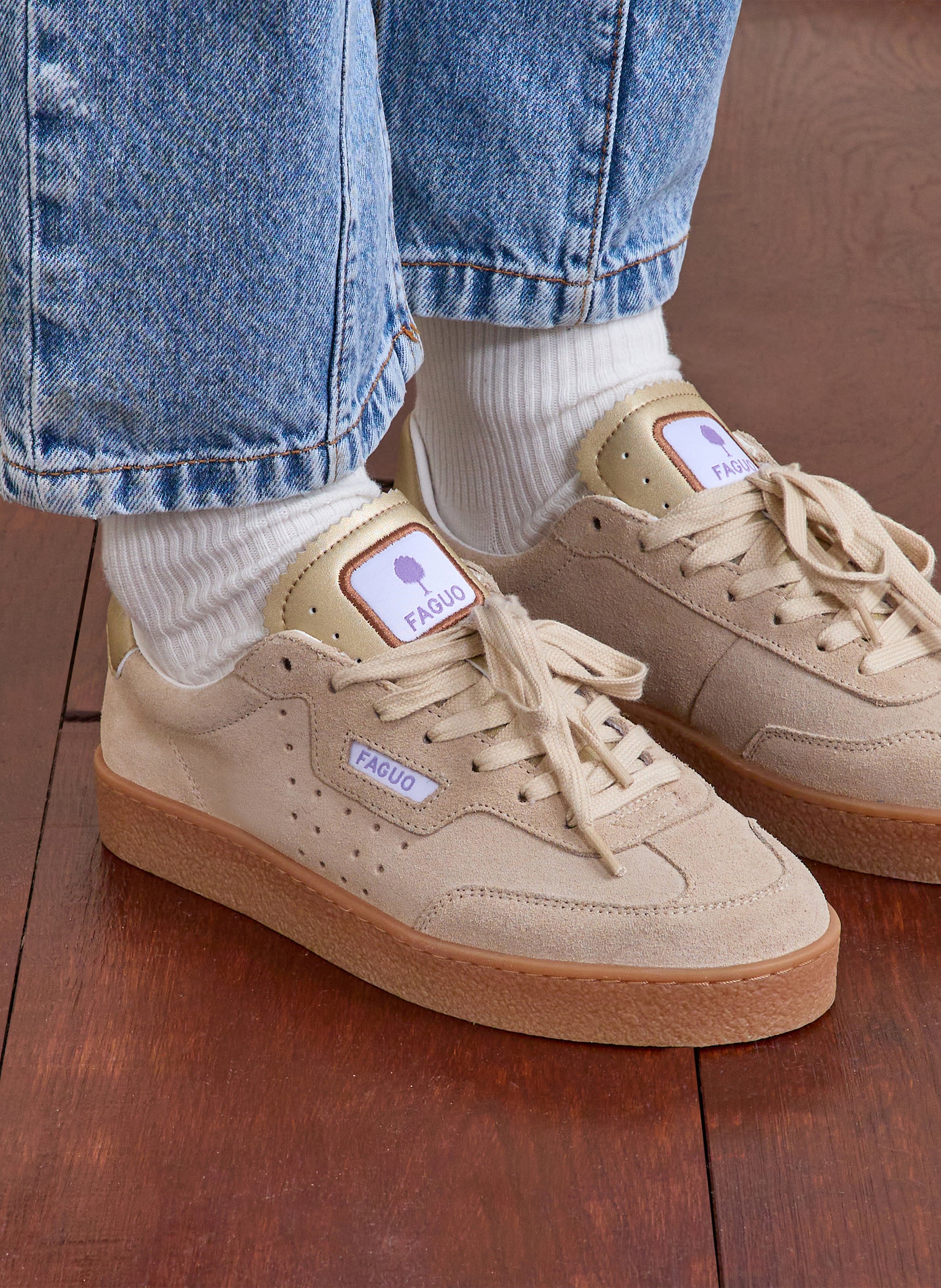 Suede leather low-top sneakers FAGUO Beige