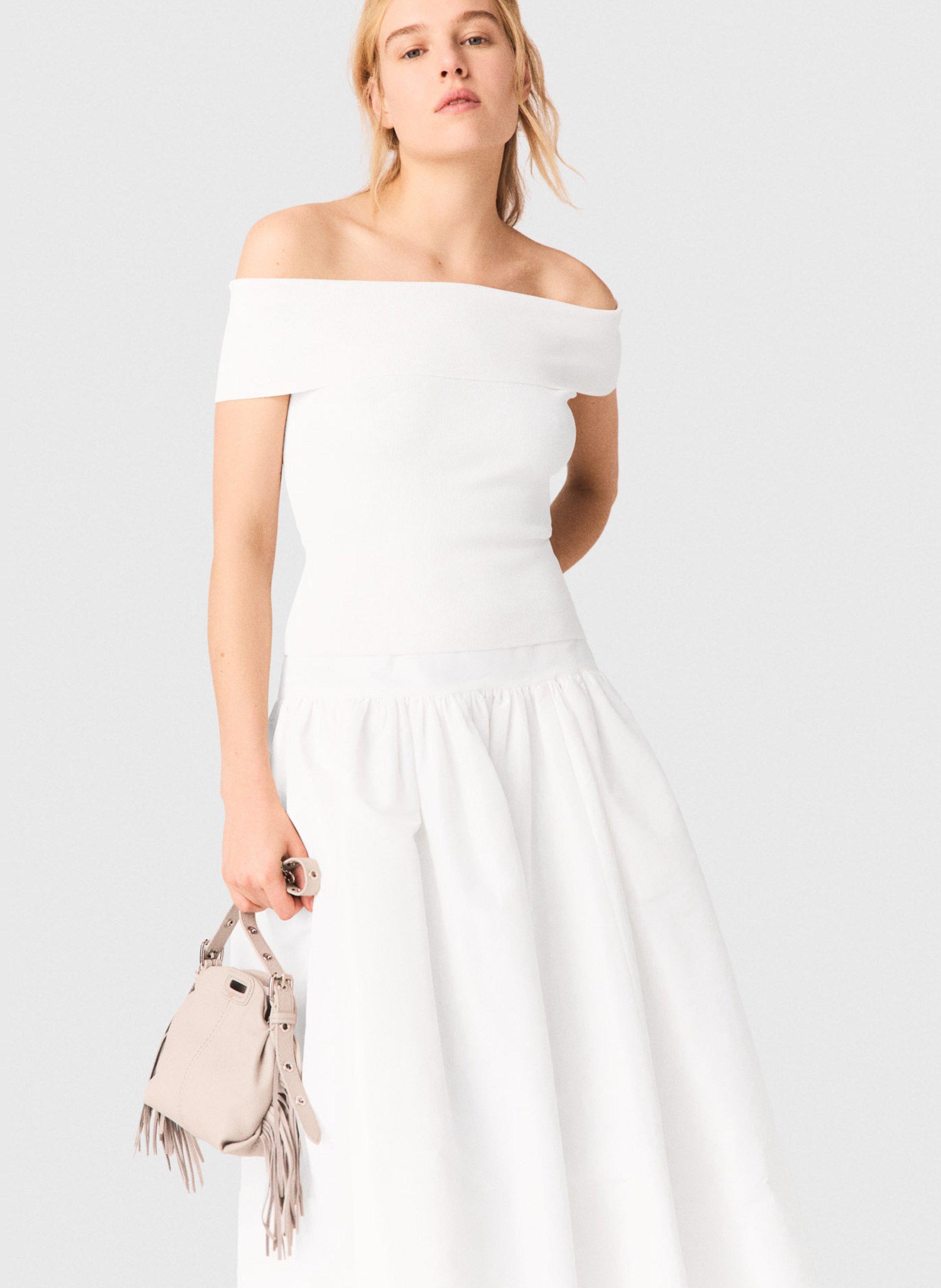 Top met bardothals MAJE Wit