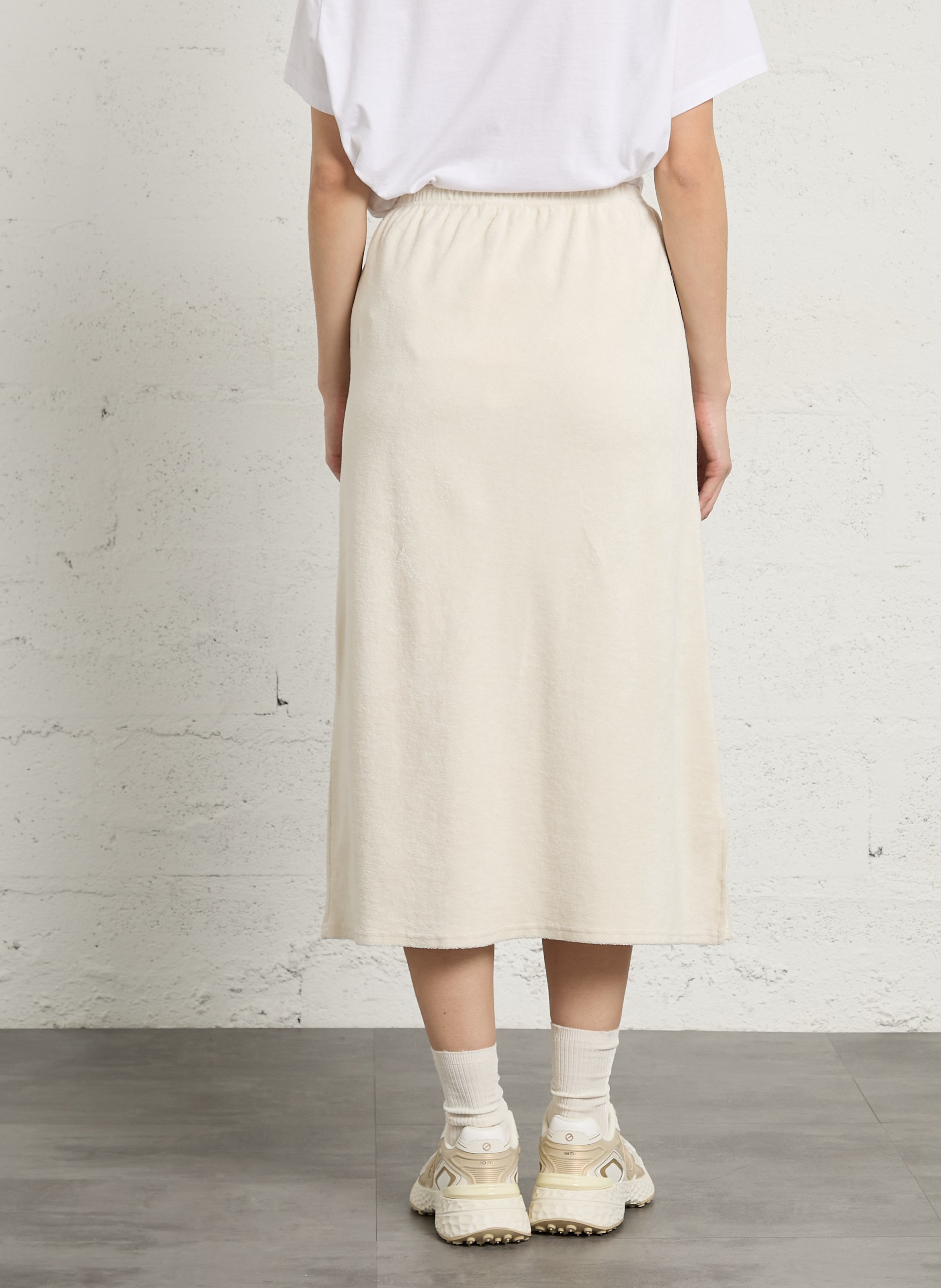 Lange elastische einfarbige Baumwollrock AMERICAN VINTAGE Beige