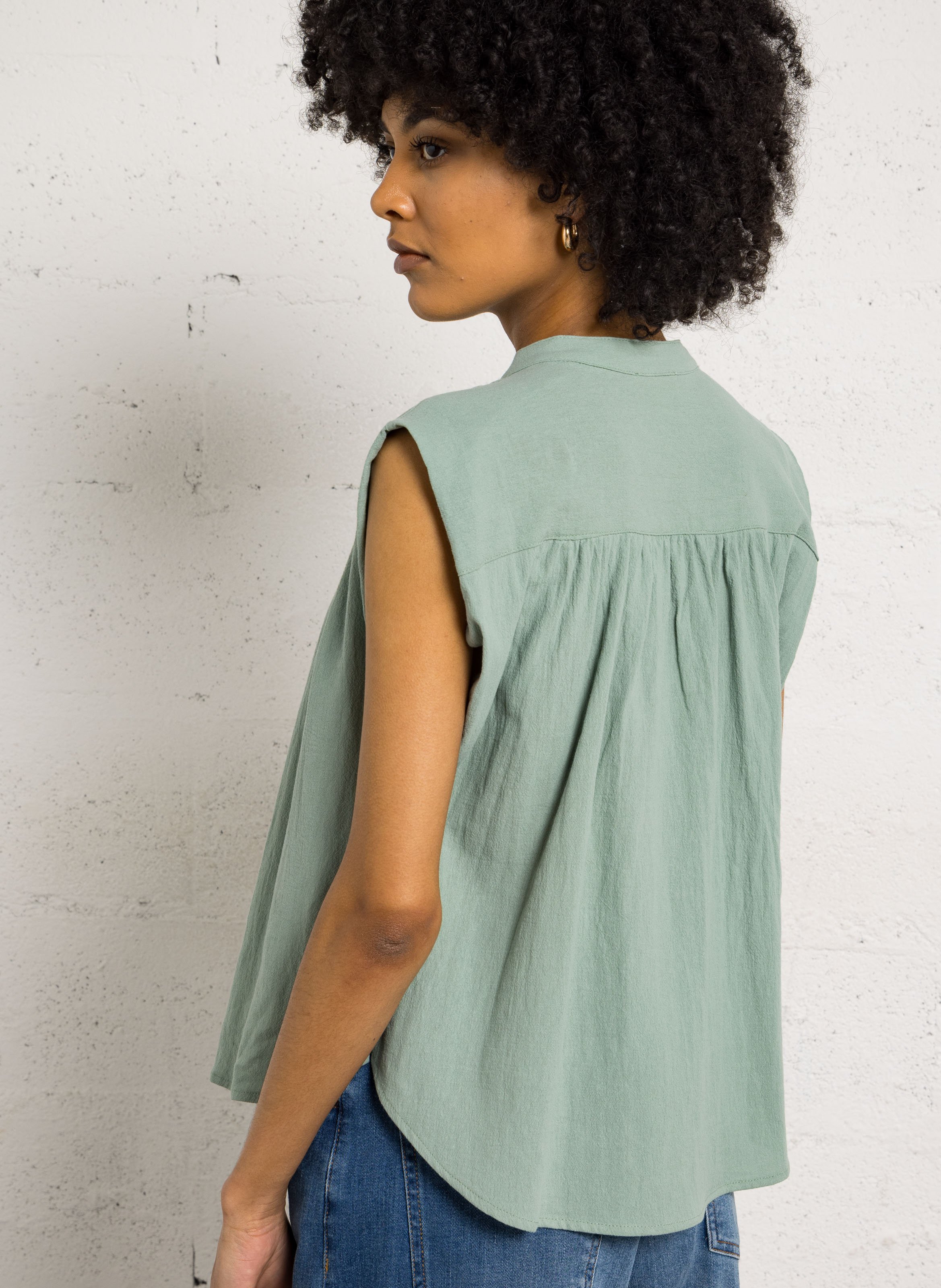 Ruimvallende, katoenen blouse THE KORNER Blauw