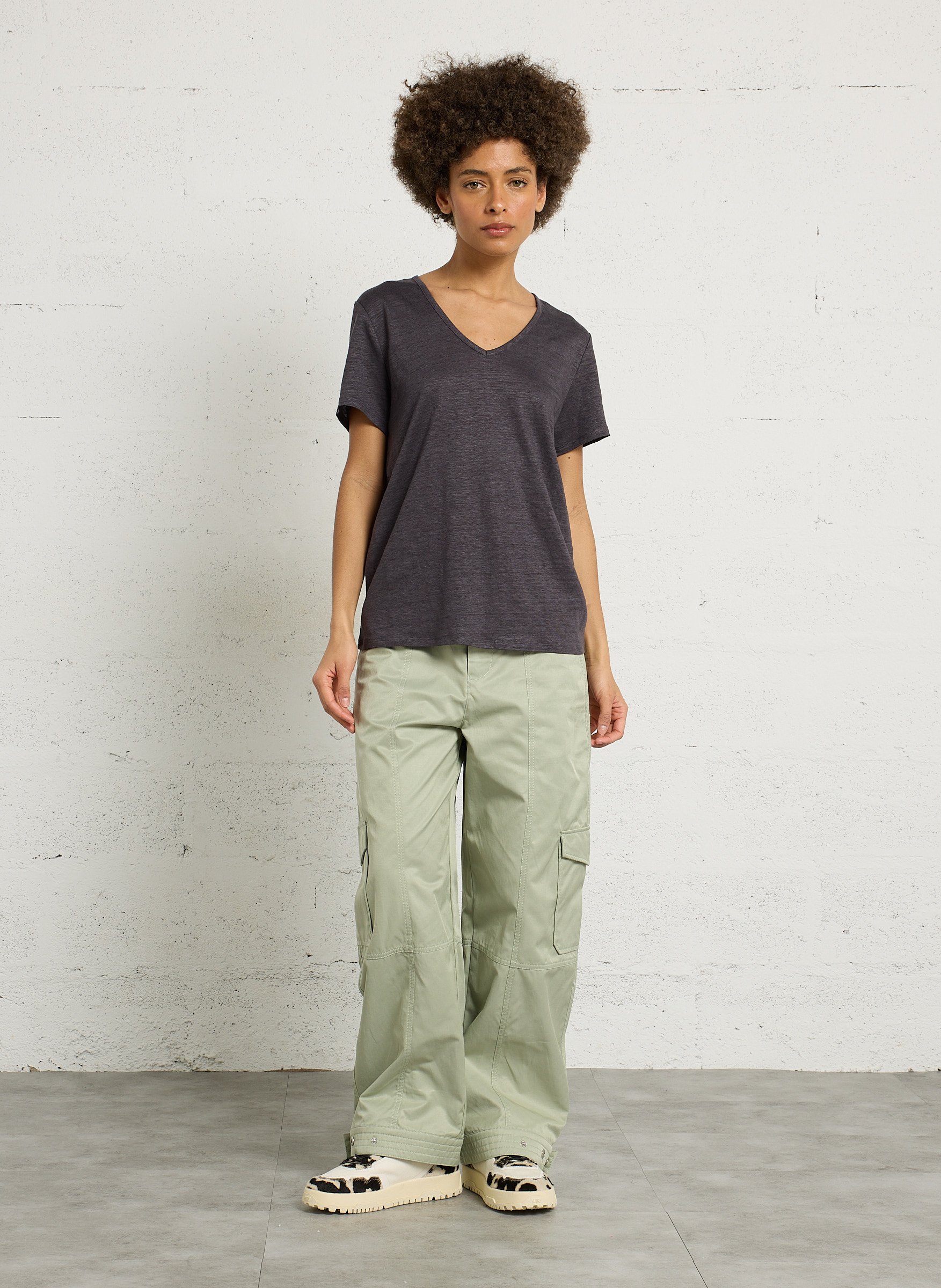 Pantalon cargo en coton mélangé BERENICE Vert