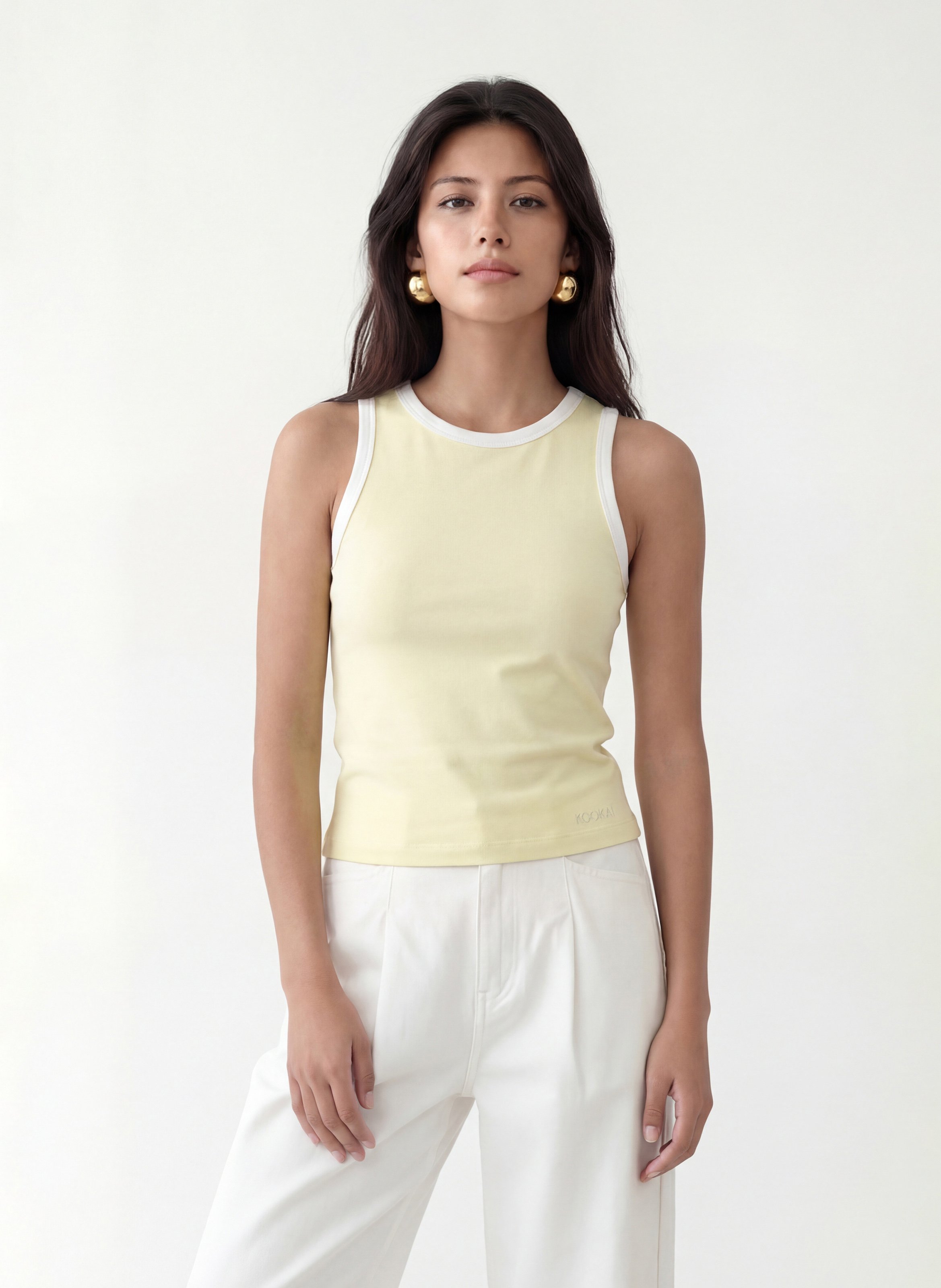 Débardeur col rond en coton KOOKAI Jaune