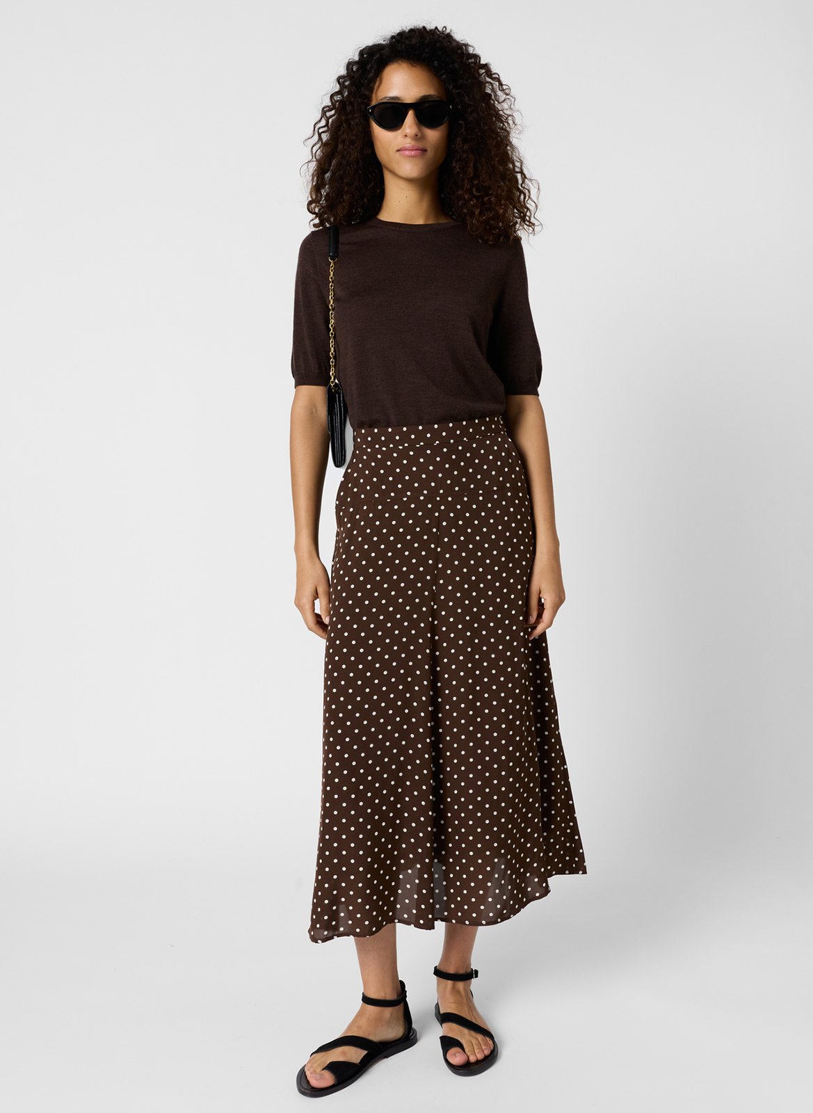 Polka dot midi skirt GERARD DAREL Brown
