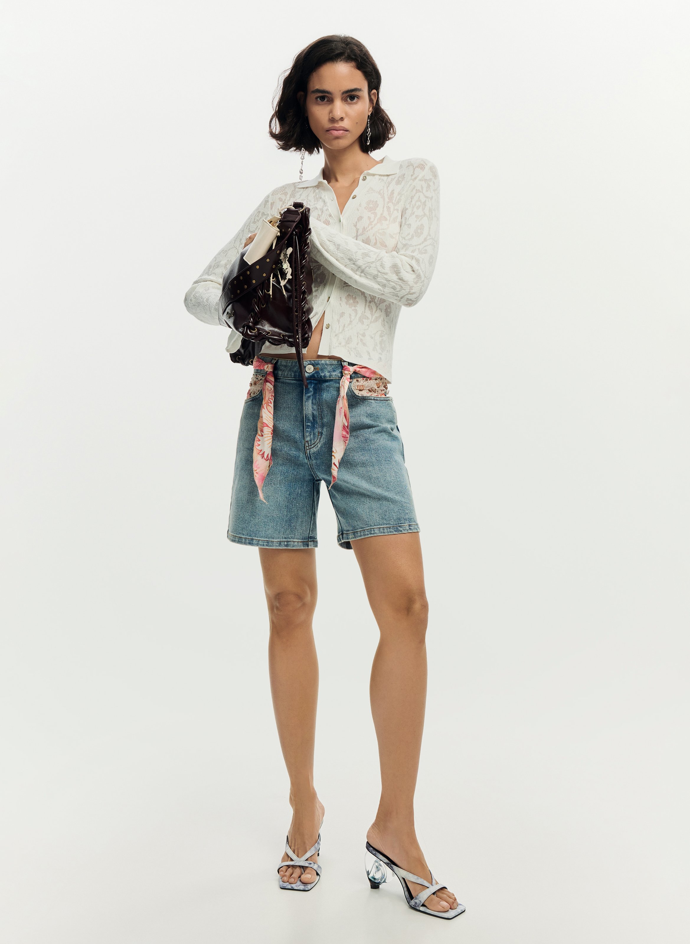 Short droit en coton mélangé DESIGUAL Bleu