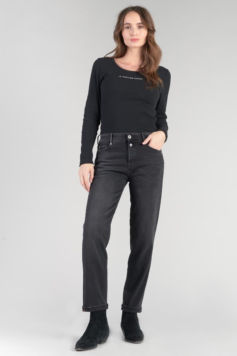 Straight jeans, 7/8 length LE TEMPS DES CERISES Black