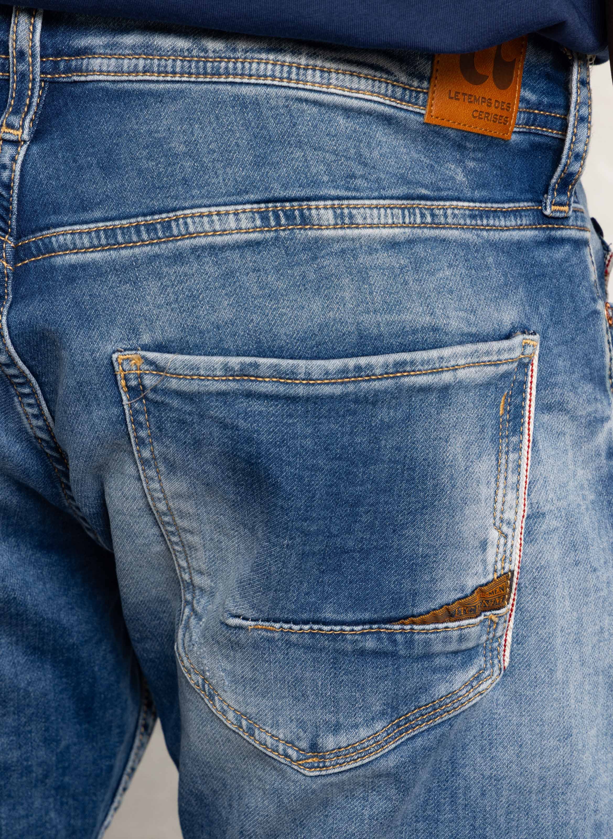 Jean droit en coton mélangé LE TEMPS DES CERISES Bleu