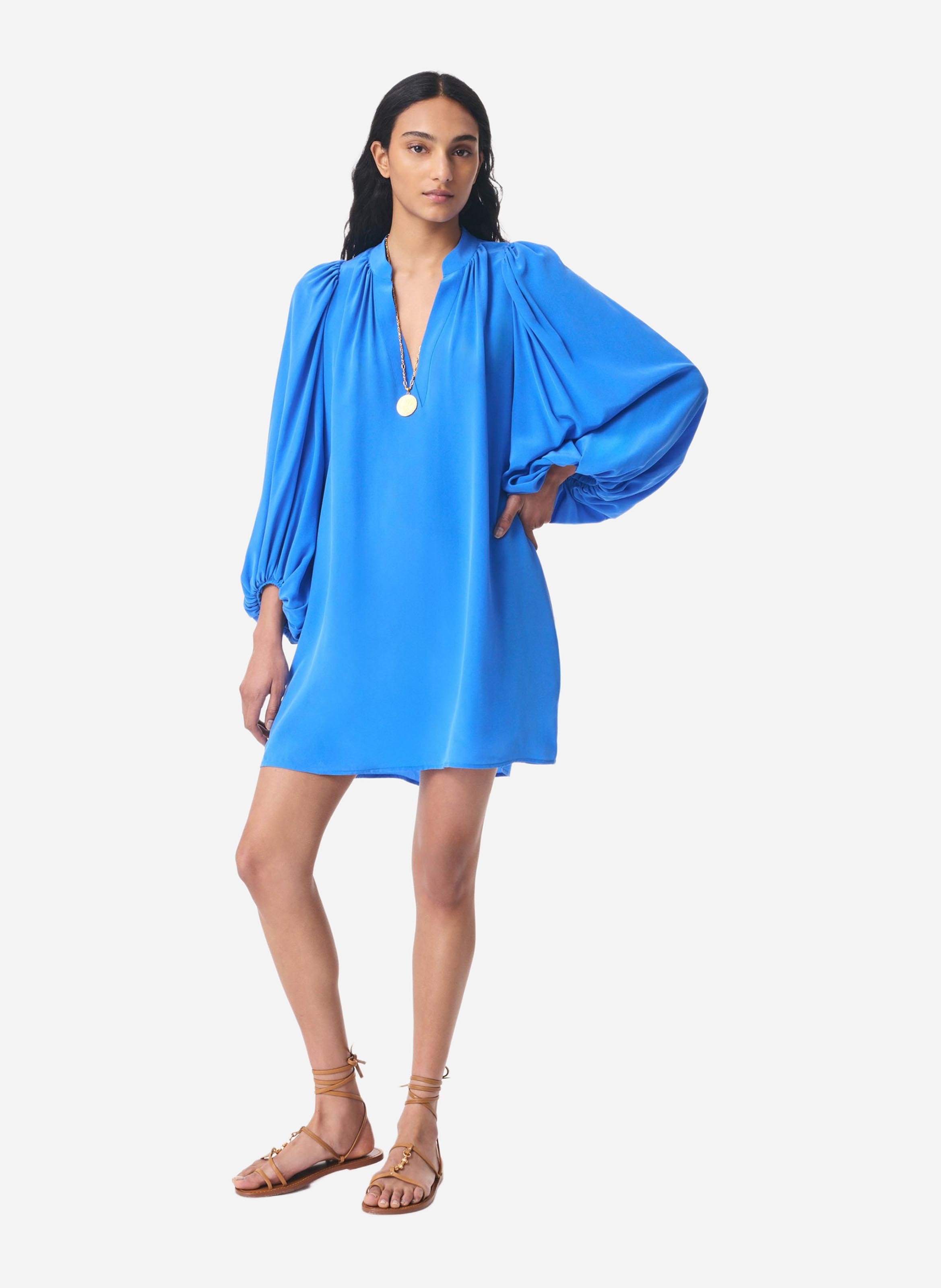 Asymmetrisches Top mit kurzen Ärmeln in Uni-Farbe VANESSA BRUNO Blau